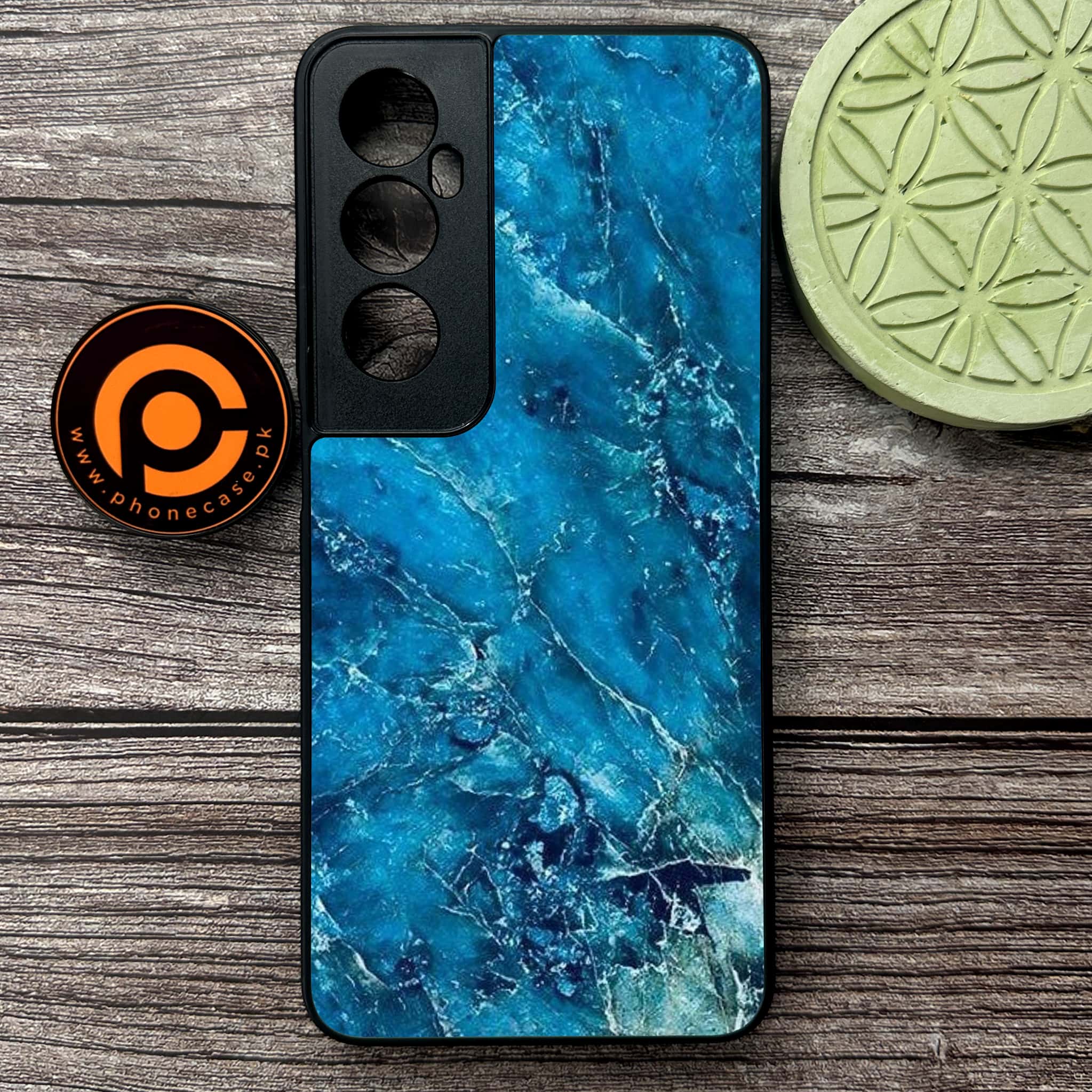Realme C65  - Blue Marble 2.0 Series - Premium Metal Printed soft Bumper shock Proof Case
