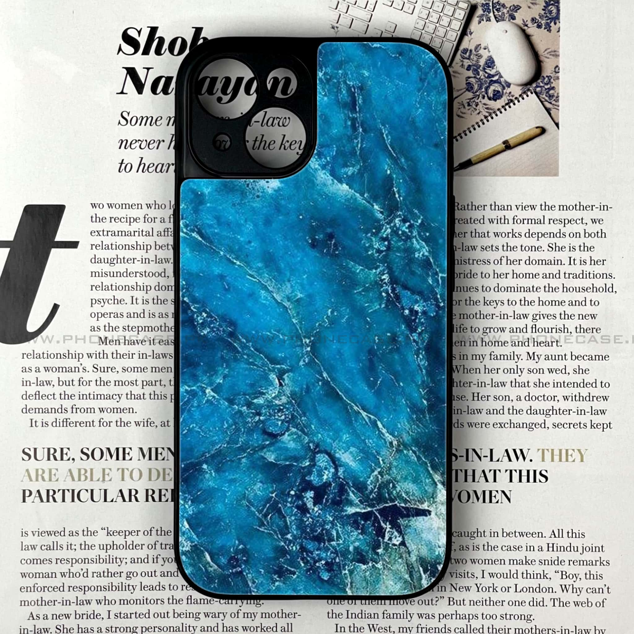 iPhone 13 - Blue Marble Series V 2.0 - Premium Printed Glass soft Bumper shock Proof Case