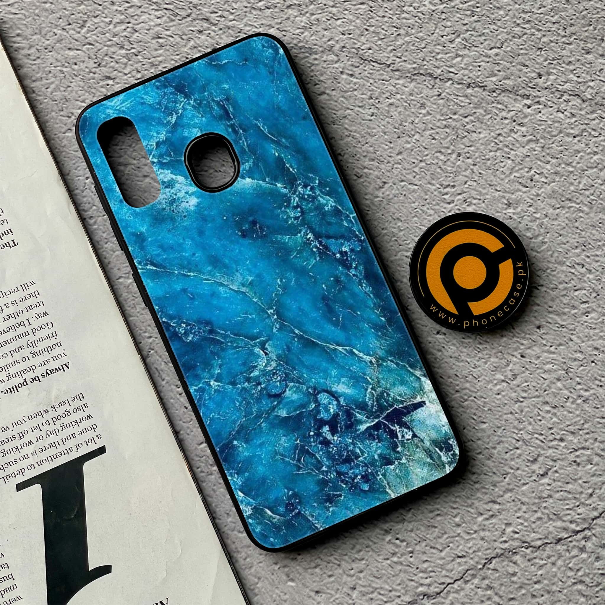 Galaxy A20/A30 - Blue Marble V 2.0 Series - Premium Printed Glass soft Bumper shock Proof Case