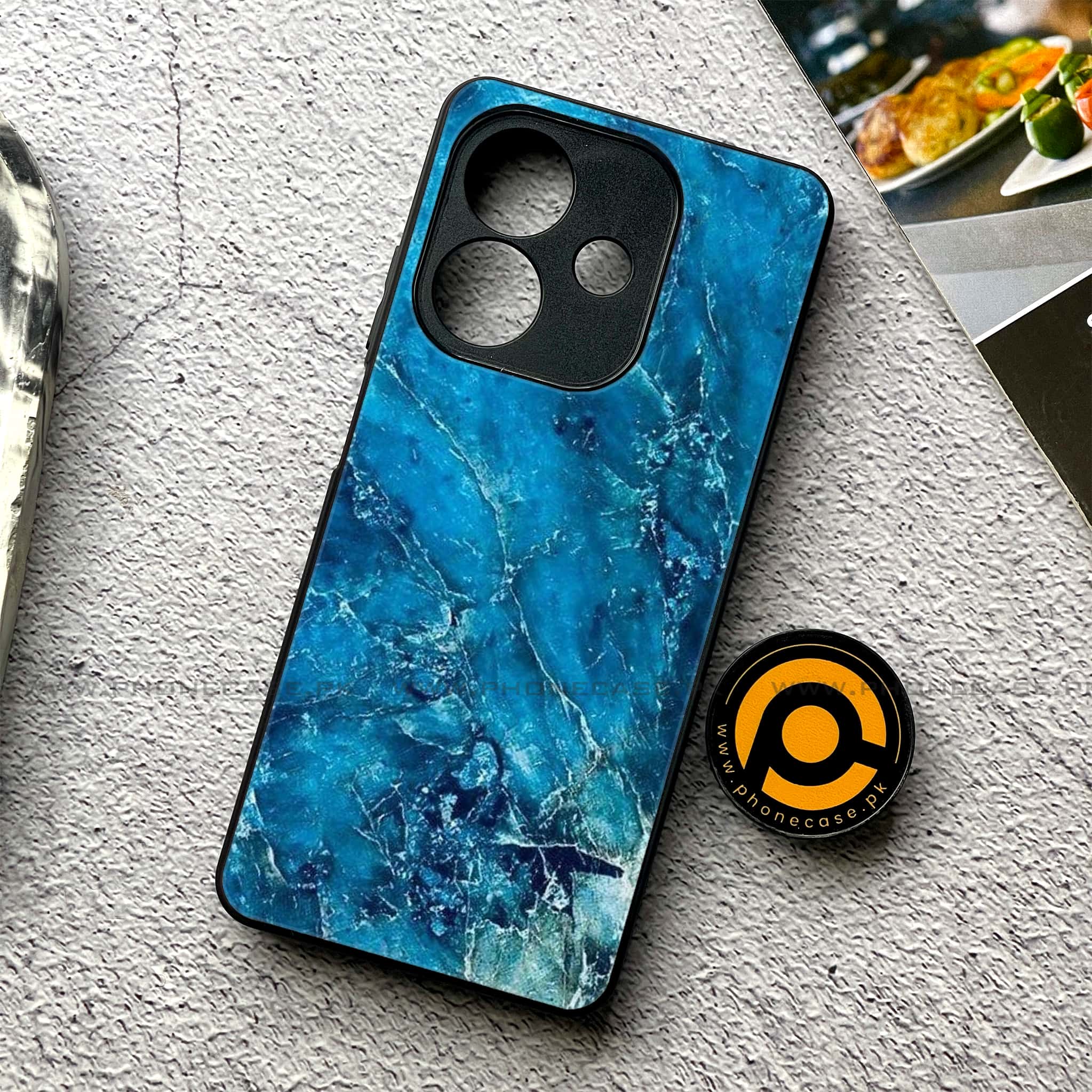 Oppo A5i - Blue Marble 2.0 Series - Premium Metal Printed soft Bumper shock Proof Case