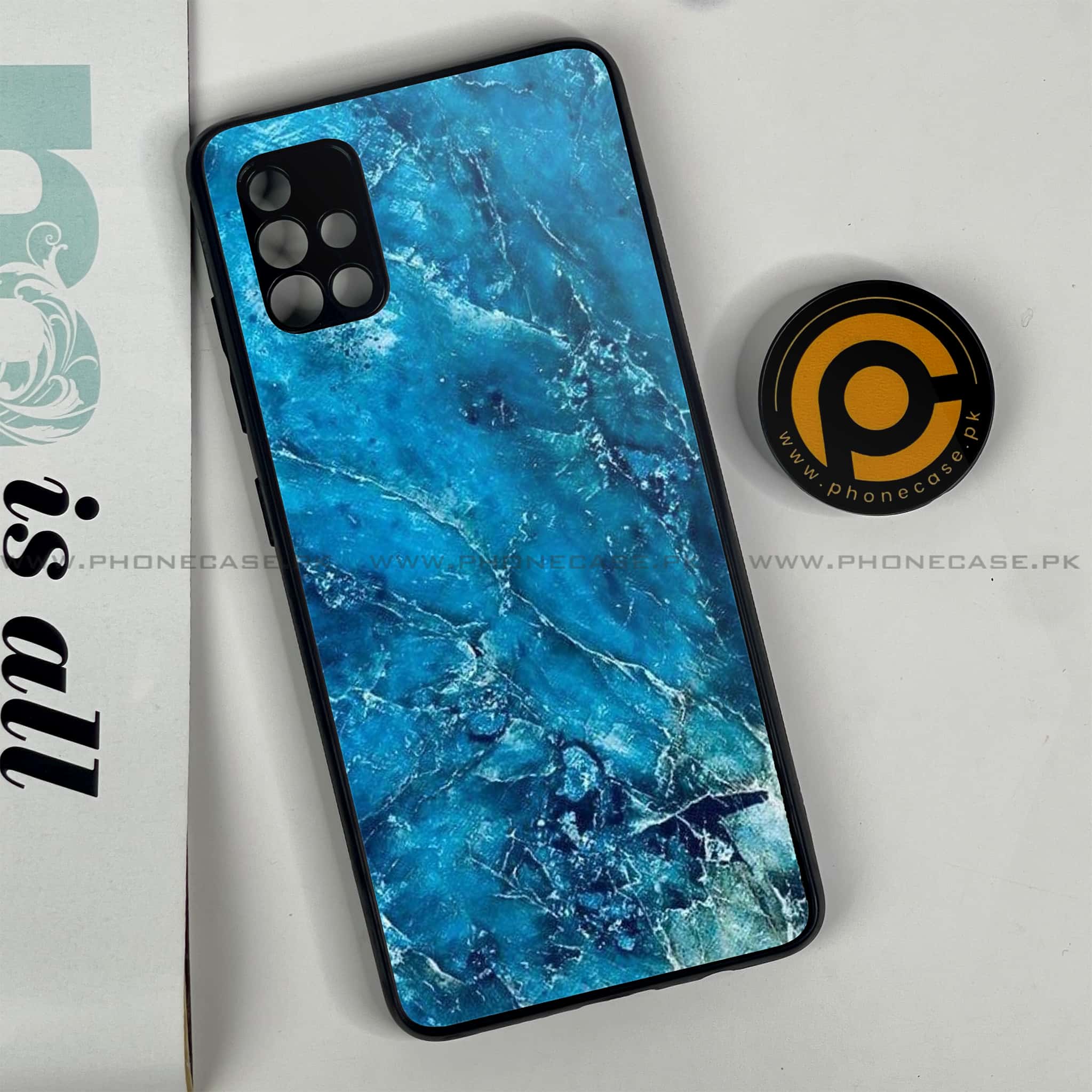 Samsung Galaxy A51 Blue Marble Series V 2.0 Premium Printed Glass soft Bumper shock Proof Case