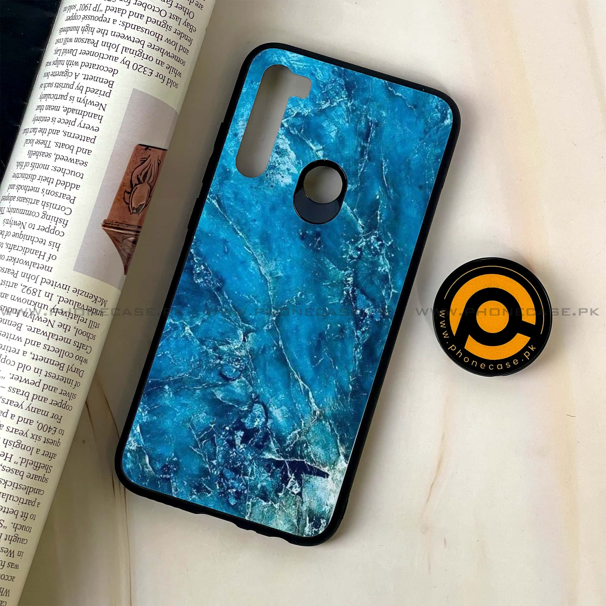 Redmi Note 8 - Blue Marble Series V 2.0 - Premium Printed Glass soft Bumper shock Proof Case