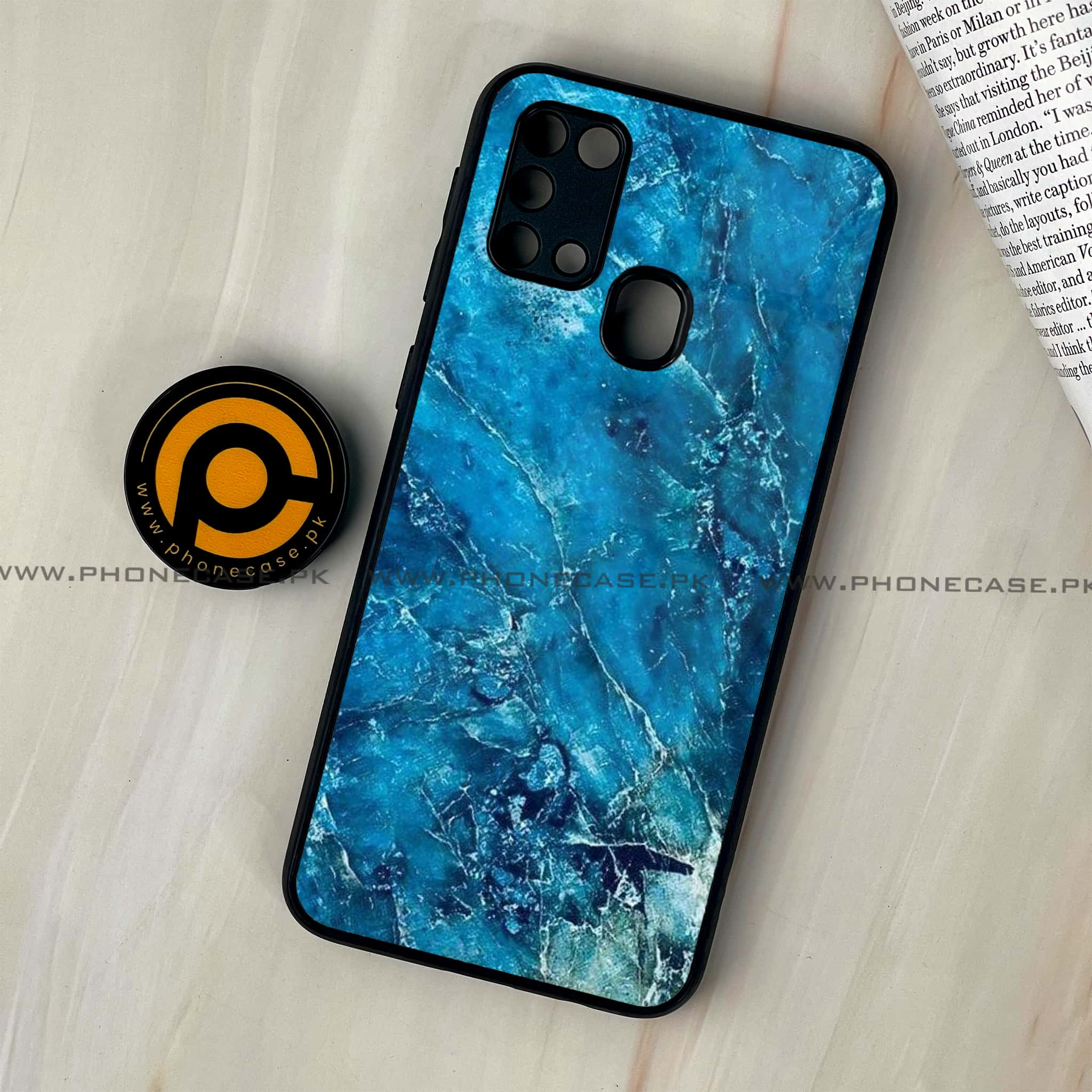 Galaxy M31 - Blue Marble 2.0 Series - Premium Printed Glass soft Bumper shock Proof Case