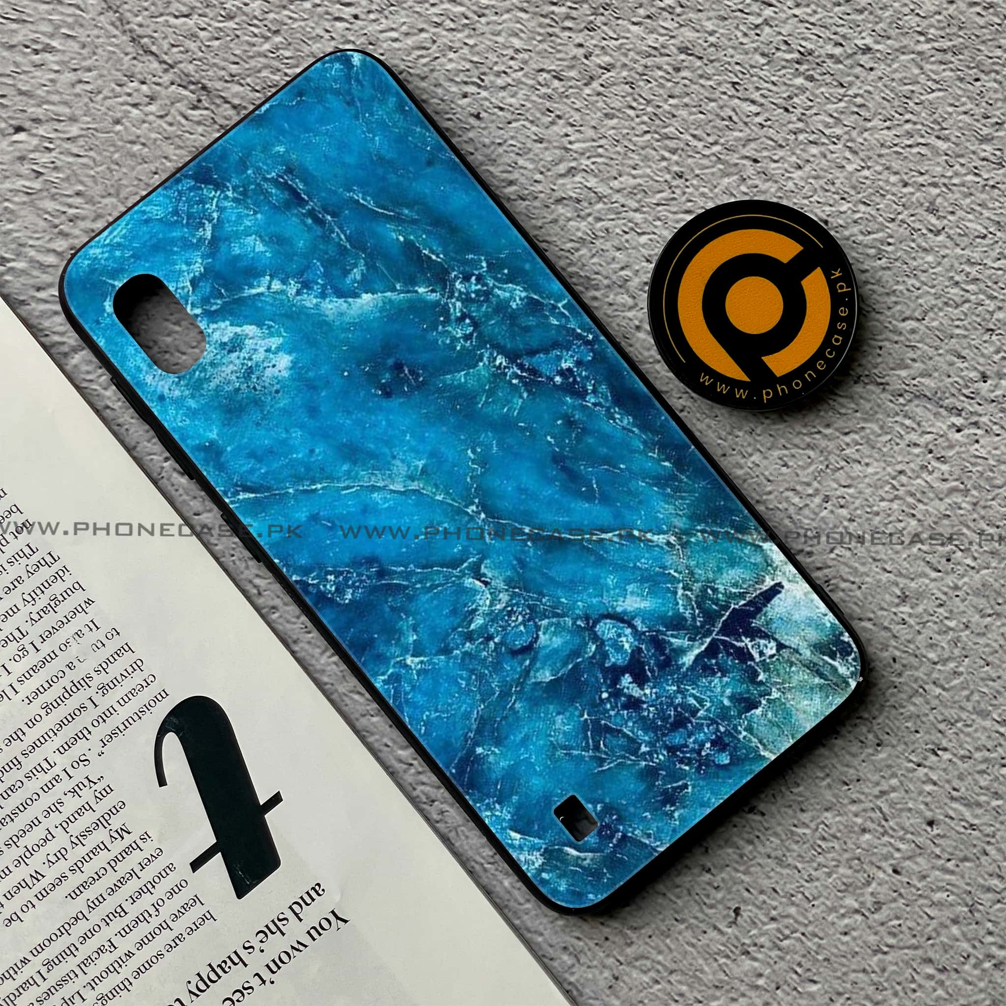 Samsung Galaxy A10 - Blue Marble Series V 2.0 - Premium Printed Glass soft Bumper shock Proof Case