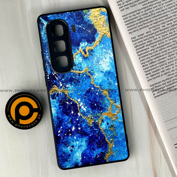 Infinix Hot 50 Pro Plus - Blue Marble 2.0 Design 4 - Premium Printed Glass soft Bumper shock Proof Case CS-21993