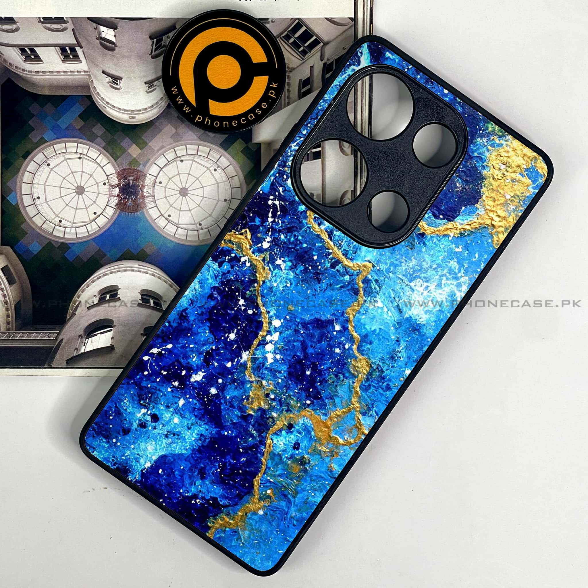 Redmi Note 13 Pro 4G - Blue Marble Series V 2.0 - Premium Metal Printed soft Bumper shock Proof Case