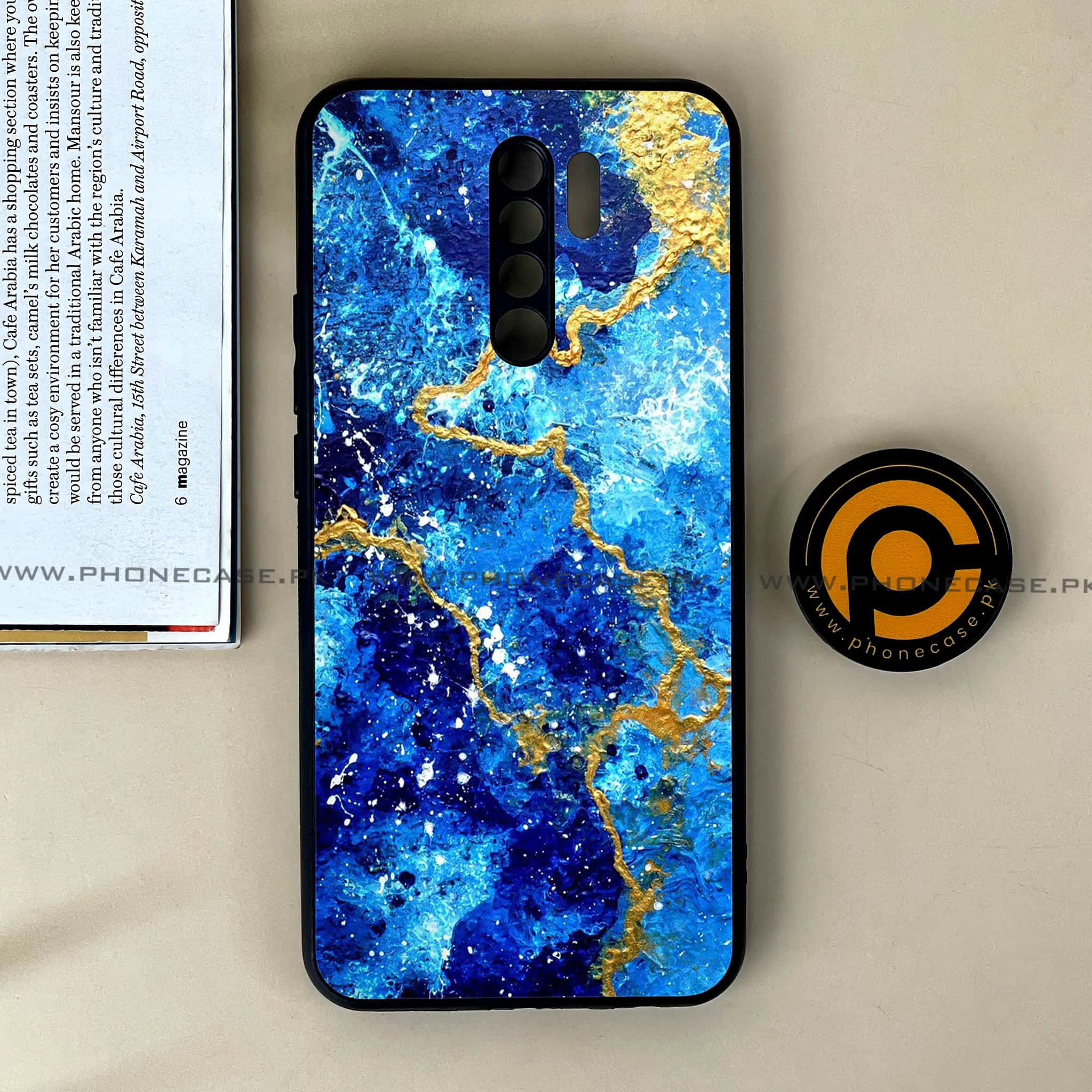 Xiaomi Redmi 9 - Blue Marble Series V 2.0 - Premium Printed Glass soft Bumper shock Proof Case