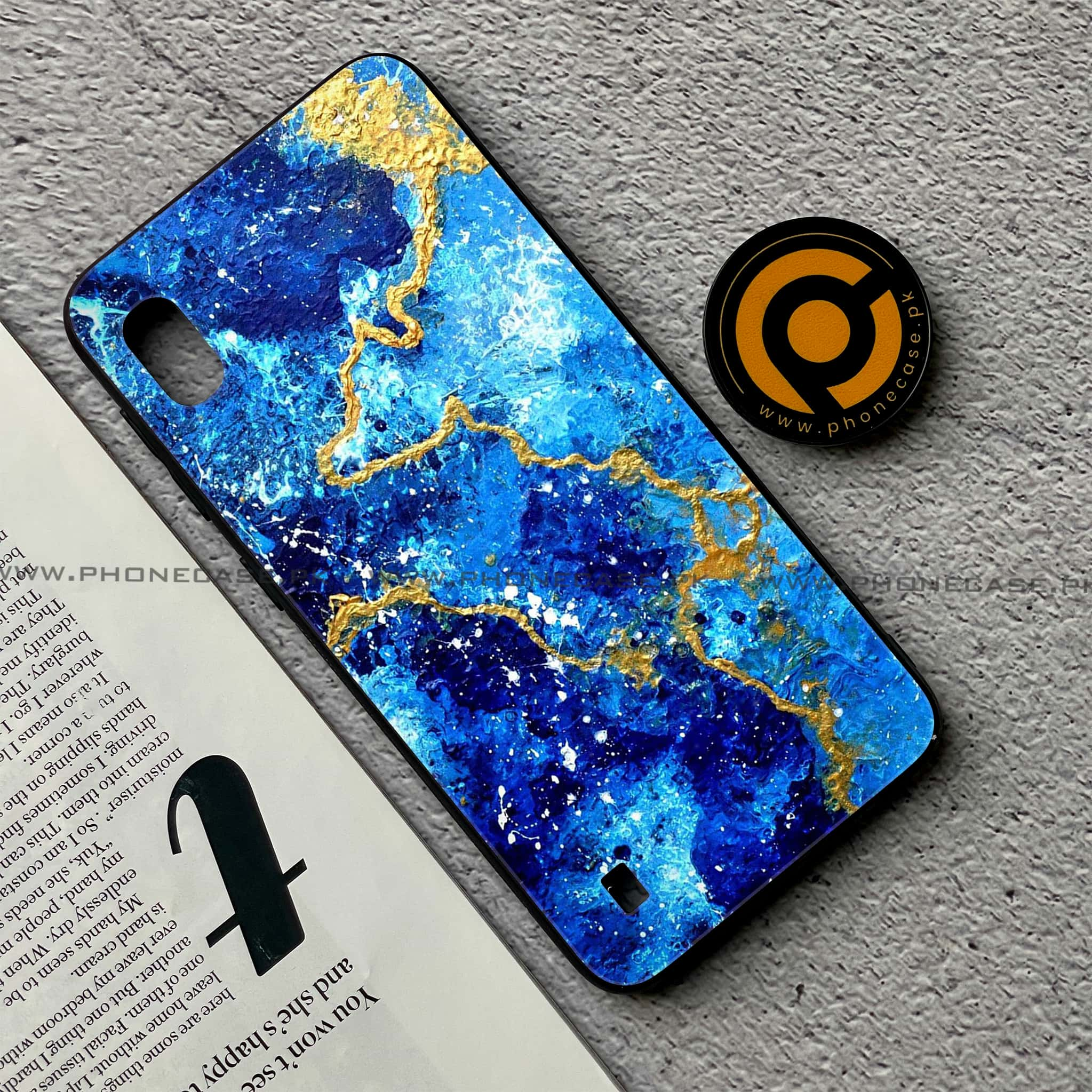 Samsung Galaxy A10 - Blue Marble Series V 2.0 - Premium Printed Glass soft Bumper shock Proof Case