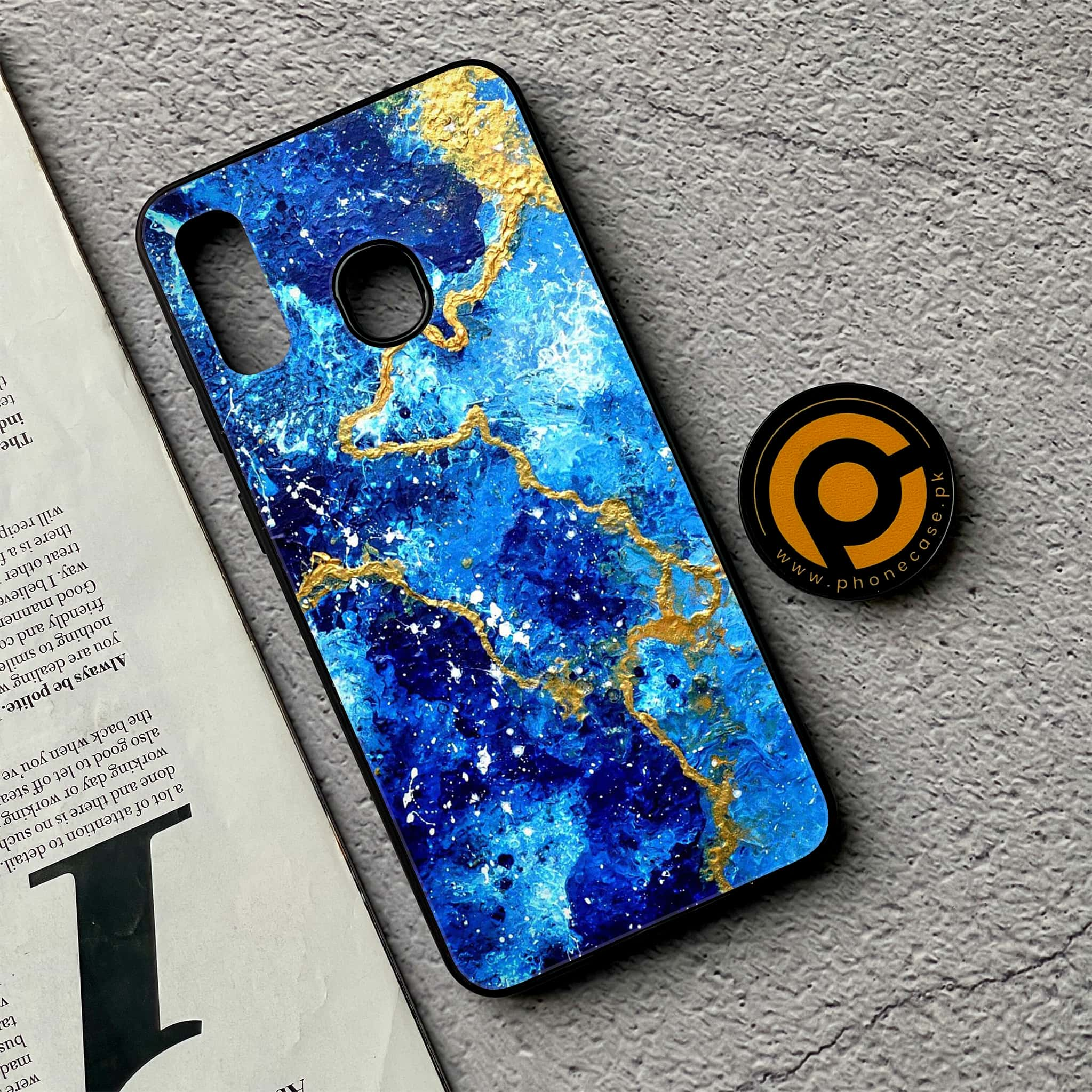 Galaxy A20/A30 - Blue Marble V 2.0 Series - Premium Printed Glass soft Bumper shock Proof Case