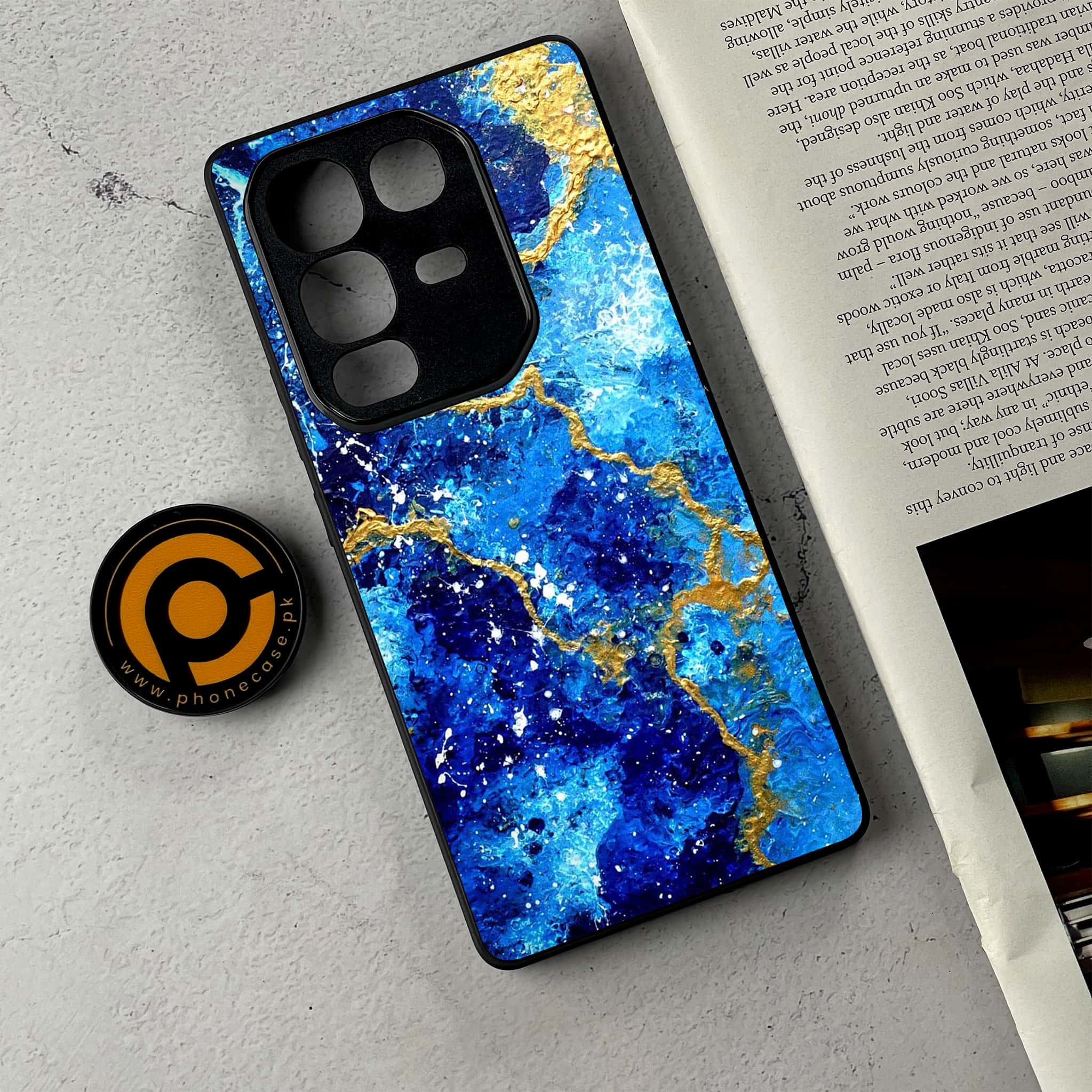 Infinix Note 50 Pro Plus - Blue Marble 2.0 Series - Premium Metal Printed Soft Bumper Shockproof Case