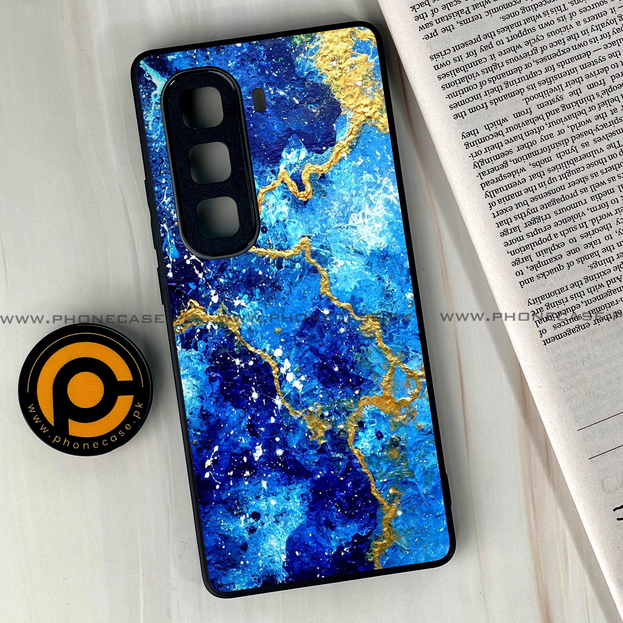 Infinix Hot 60 Pro Plus - Blue Marble 2.0 Series - Premium Metal Printed soft Bumper shock Proof Case