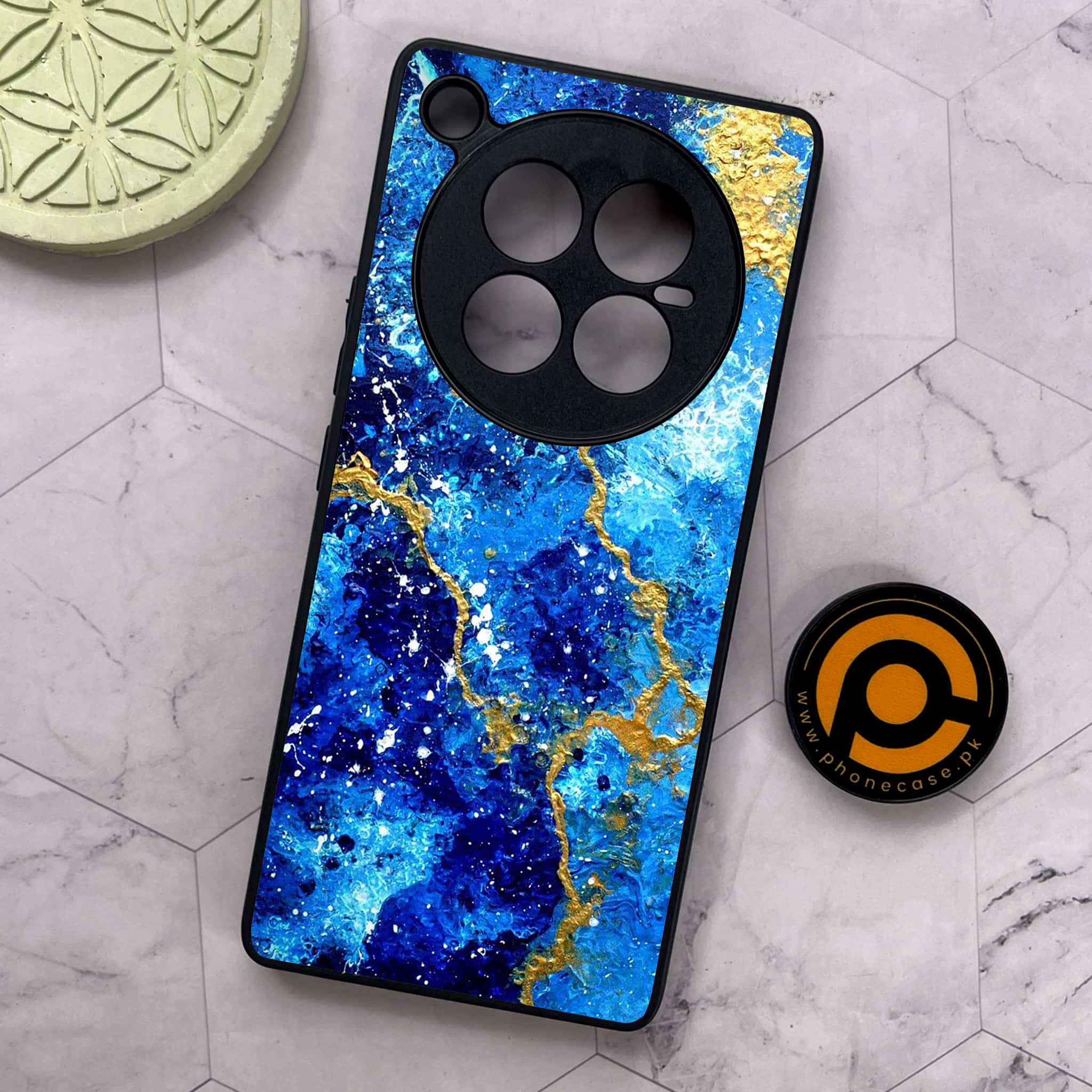 Infinix Zero 40 5G - Blue Marble 2.0 Series - Premium Metal Printed soft Bumper shock Proof Case