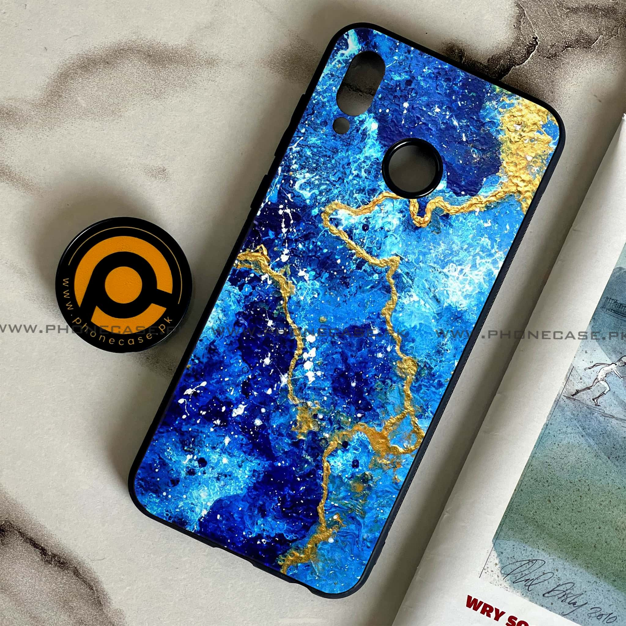 Huawei Honor Play - Blue Marble 2.0 Series - Premium Printed Glass soft Bumper shock Proof Case