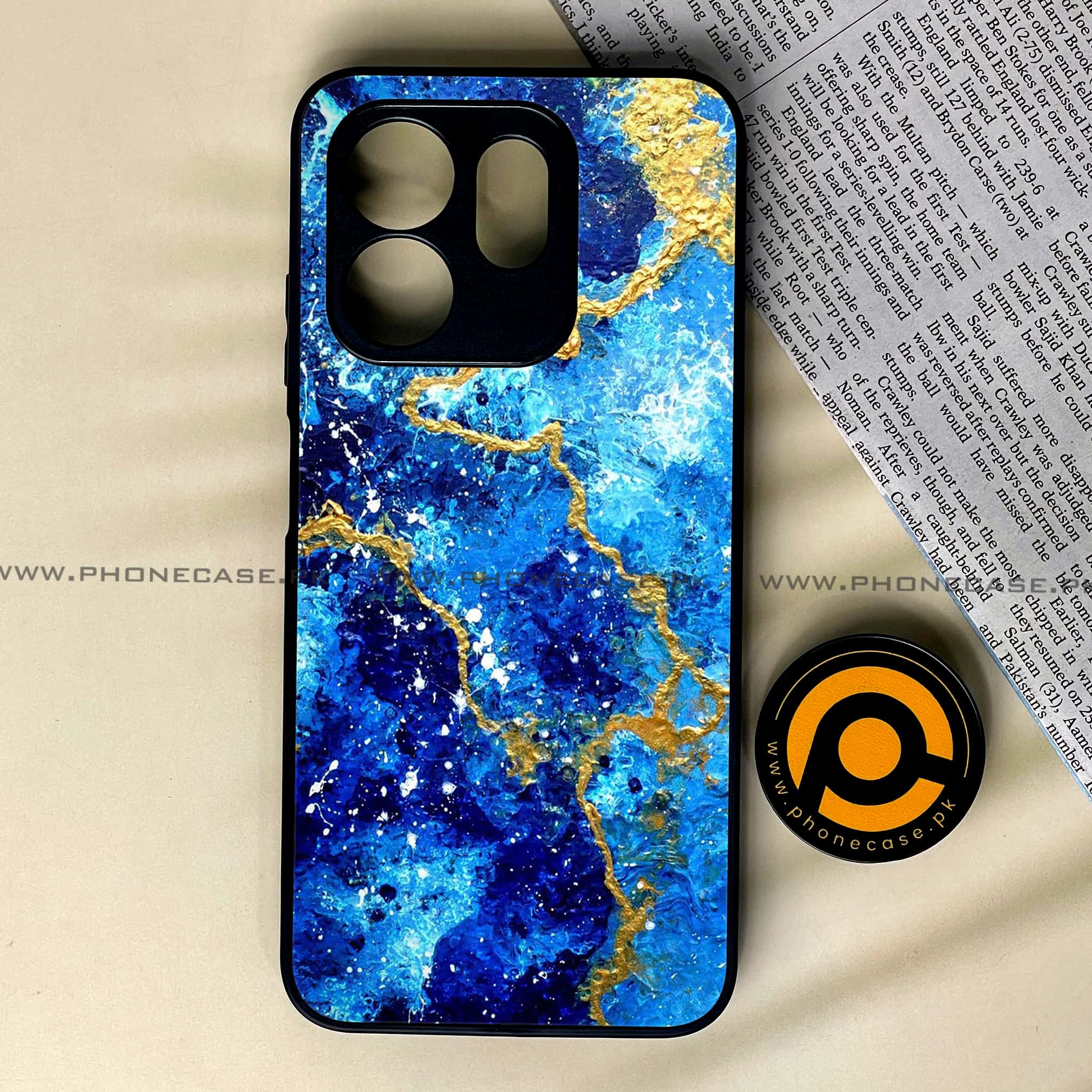 Infinix Smart 9 HD - Blue Marble 2.0 Series - Premium Metal Printed soft Bumper shock Proof Case