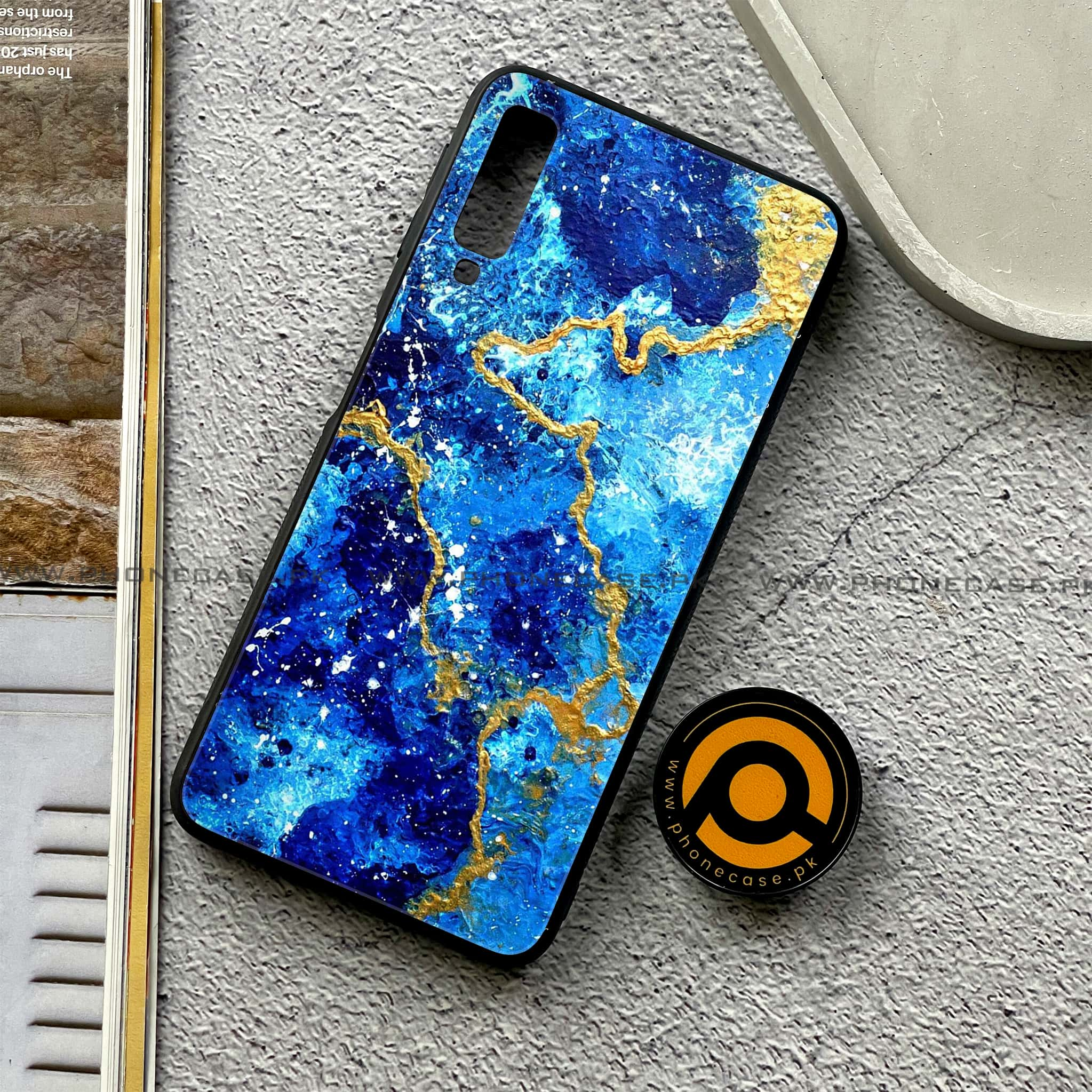 Galaxy A7 2018 - Blue Marble 2.0 Series - Premium Printed Metal soft Bumper shock Proof Case