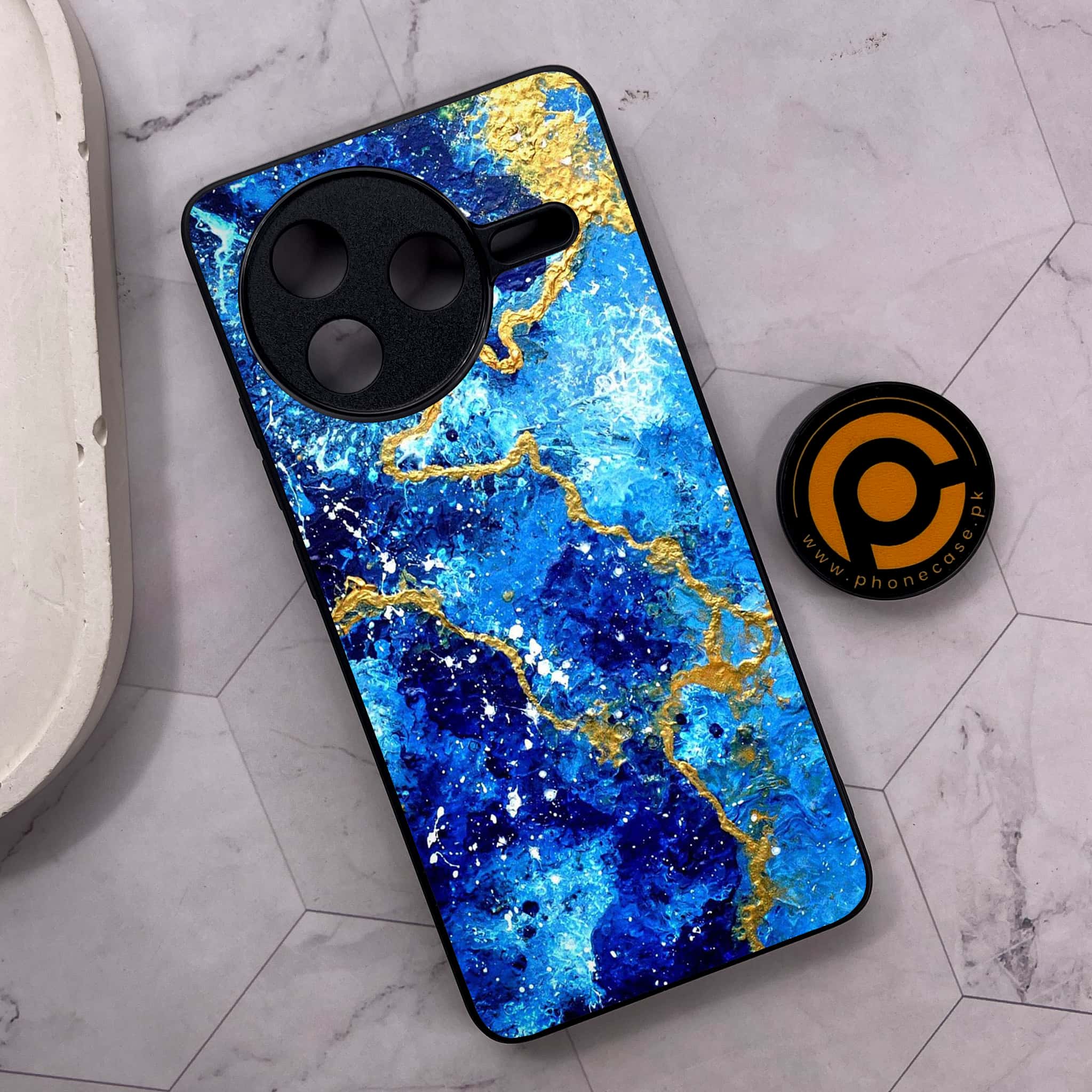 Xiaomi Poco F7 Pro 5G - Blue Marble 2.0 Series - Premium Metal Printed soft Bumper shock Proof Case
