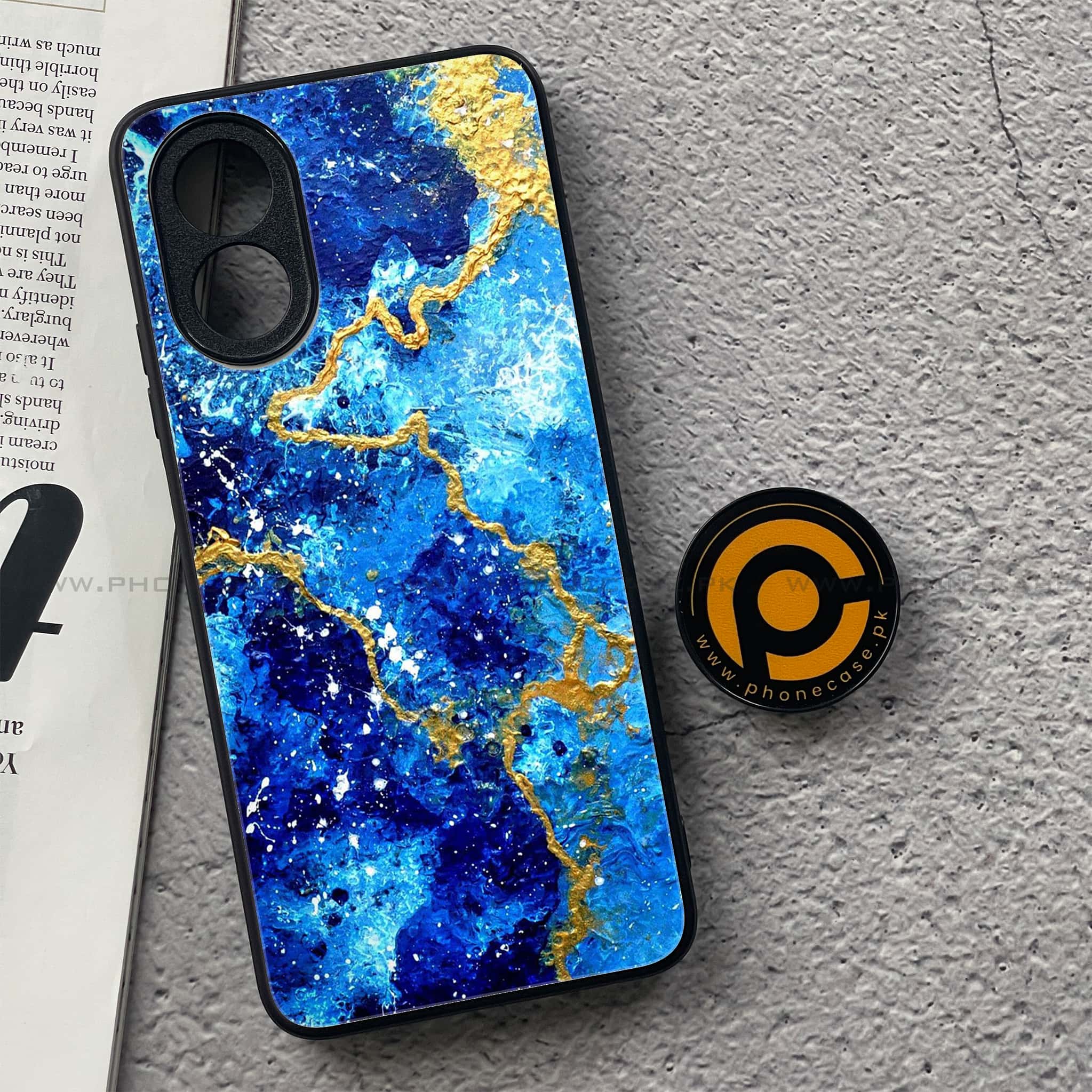 Oppo A18 4G - Blue Marble 2.0 Series - Premium Printed Glass soft Bumper shock Proof Case