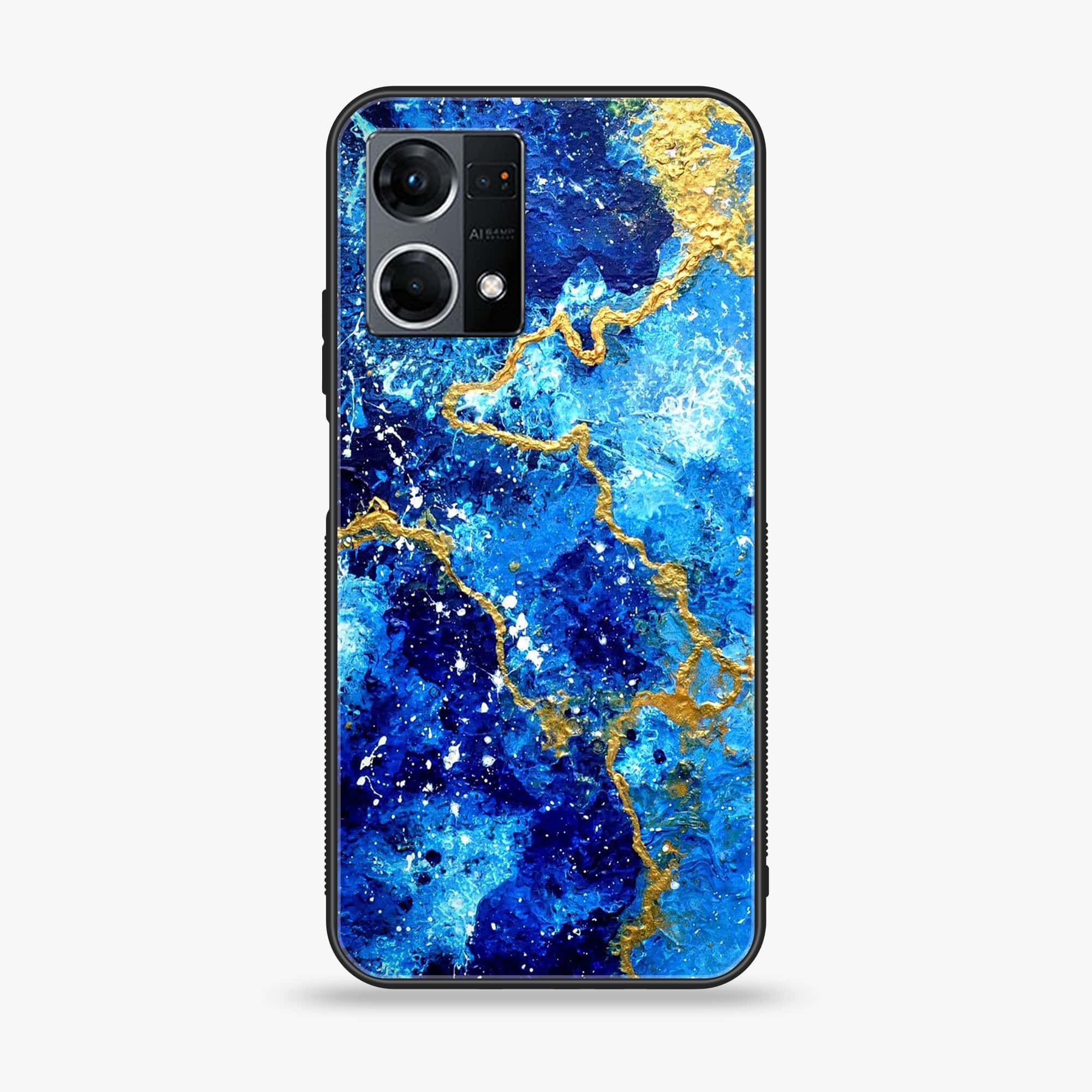 Oppo Reno 7 - Blue Marble 2.0 Series - Premium Printed Glass soft Bumper shock Proof Case