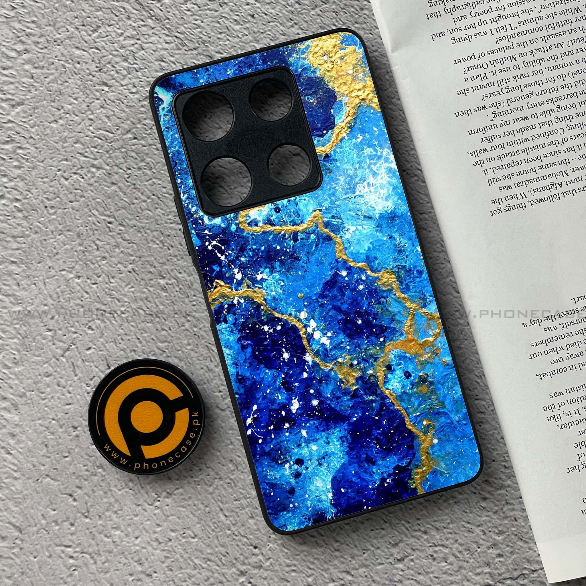 Infinix Note 30 Pro - Blue Marble Series V 2.0 - Premium Metal Printed soft Bumper shock Proof Case