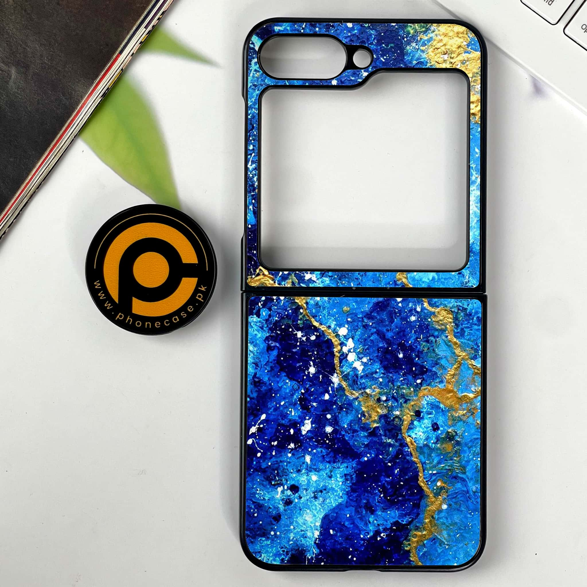 Galaxy Z Flip 6 - Blue Marble 2.0 Series - Premium Printed Glass soft Bumper shock Proof Case