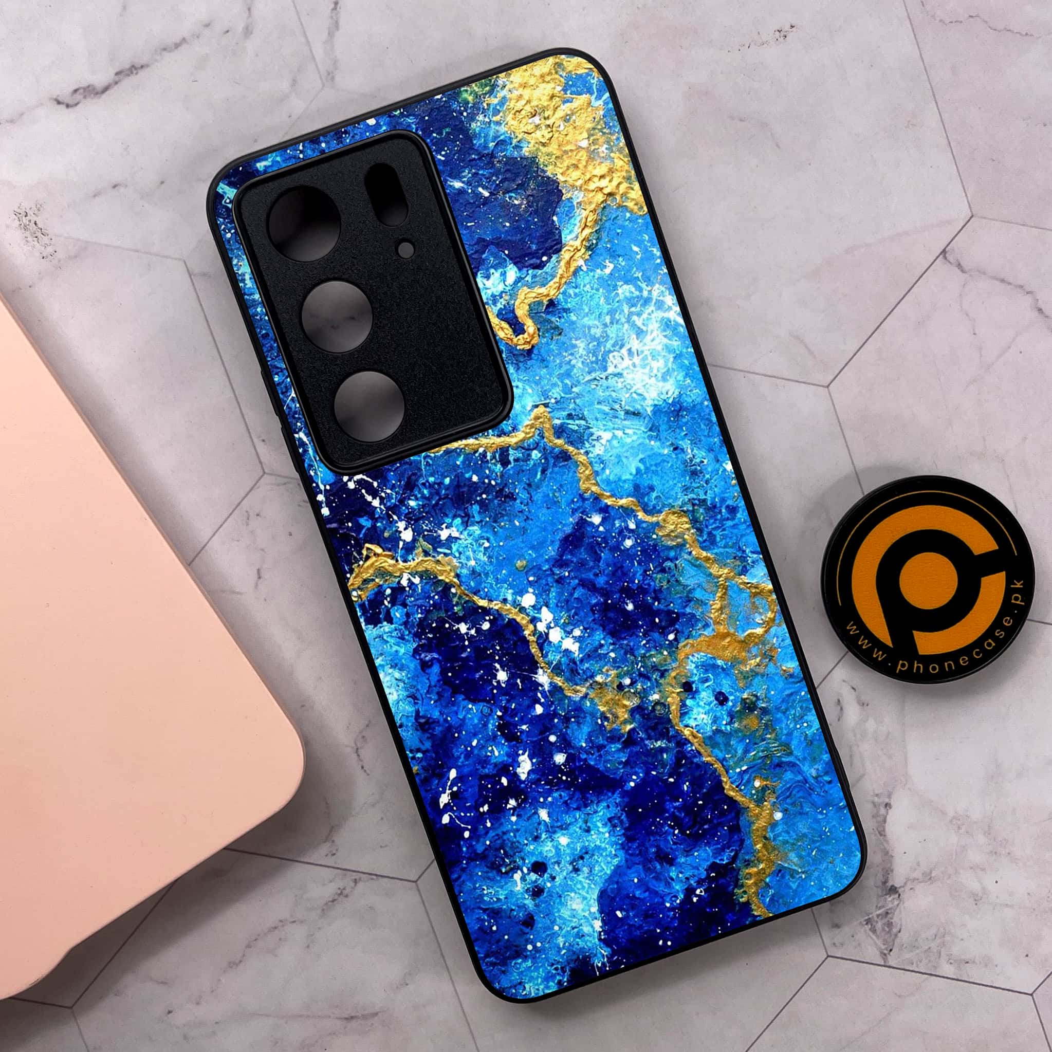 Realme C75x 4G - Blue Marble 2.0 Series - Premium Metal Printed soft Bumper shock Proof Case