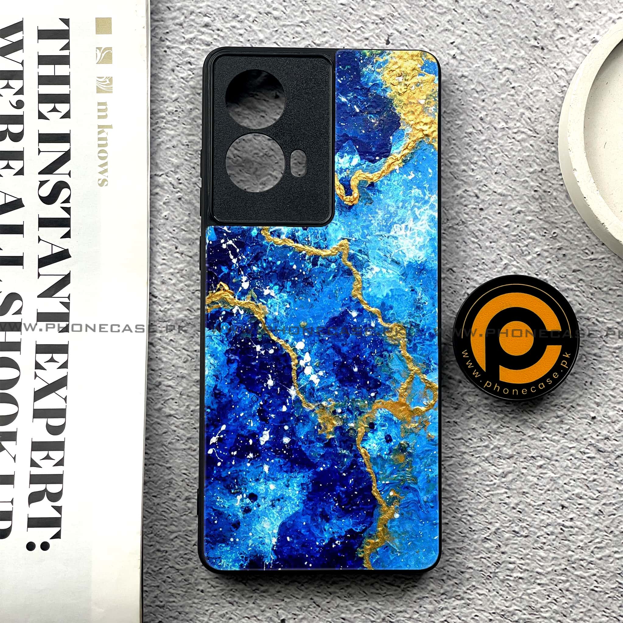 Moto G85 - Blue Marble 2.0 Series - Premium Printed Glass soft Bumper shock Proof Case