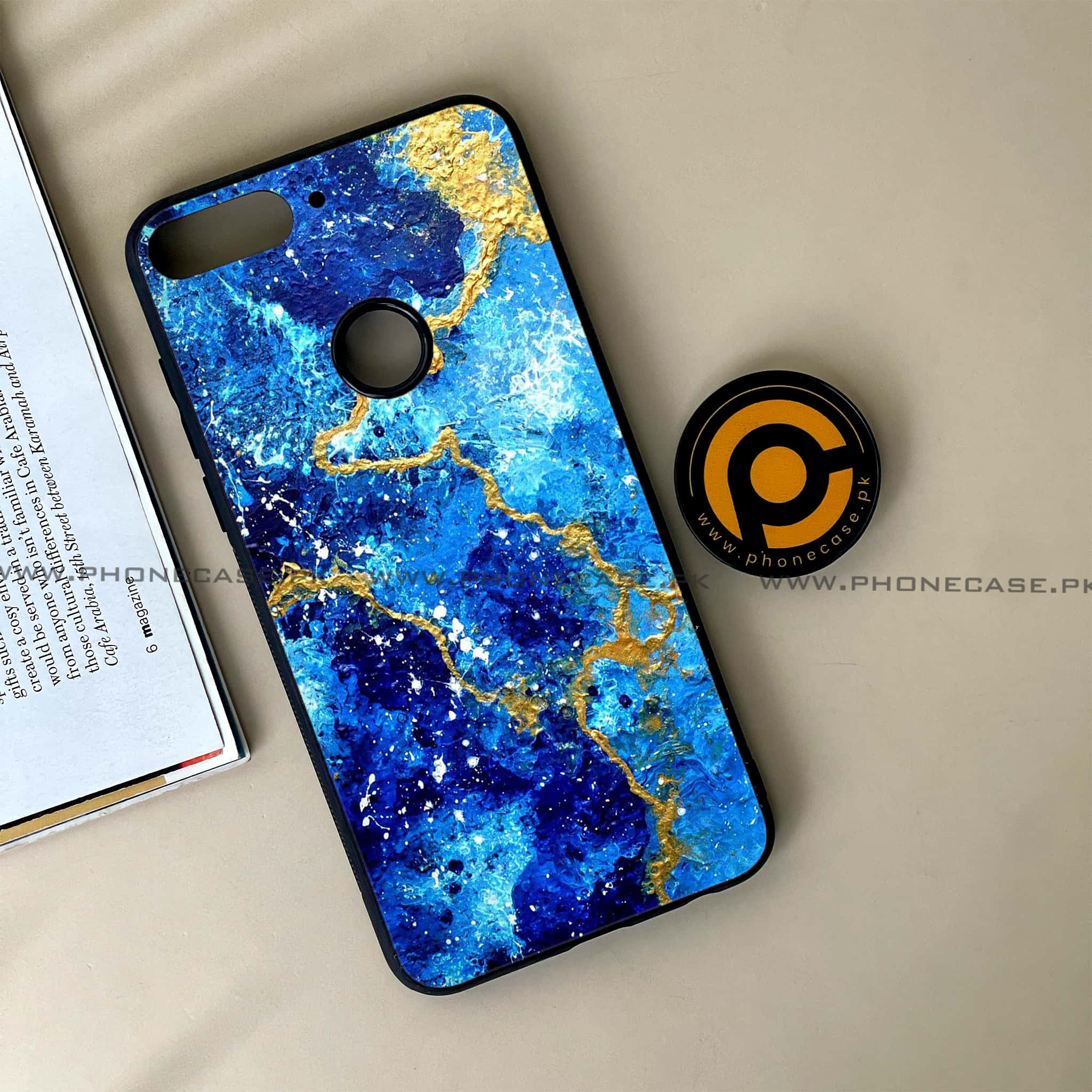 Huawei Y7 Prime (2018) - Blue Marble Series V 2.0 - Premium Printed Glass soft Bumper shock Proof Case