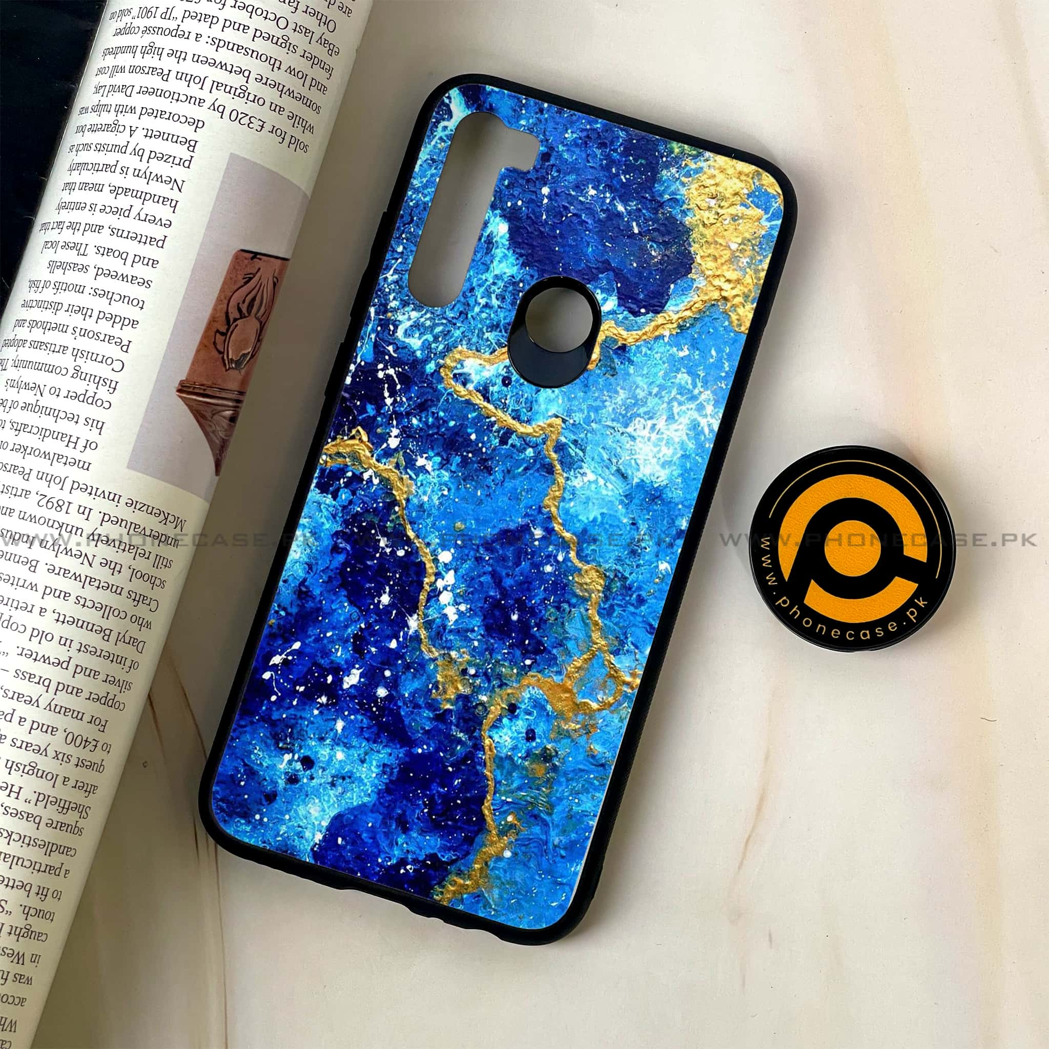 Redmi Note 8 - Blue Marble Series V 2.0 - Premium Printed Glass soft Bumper shock Proof Case