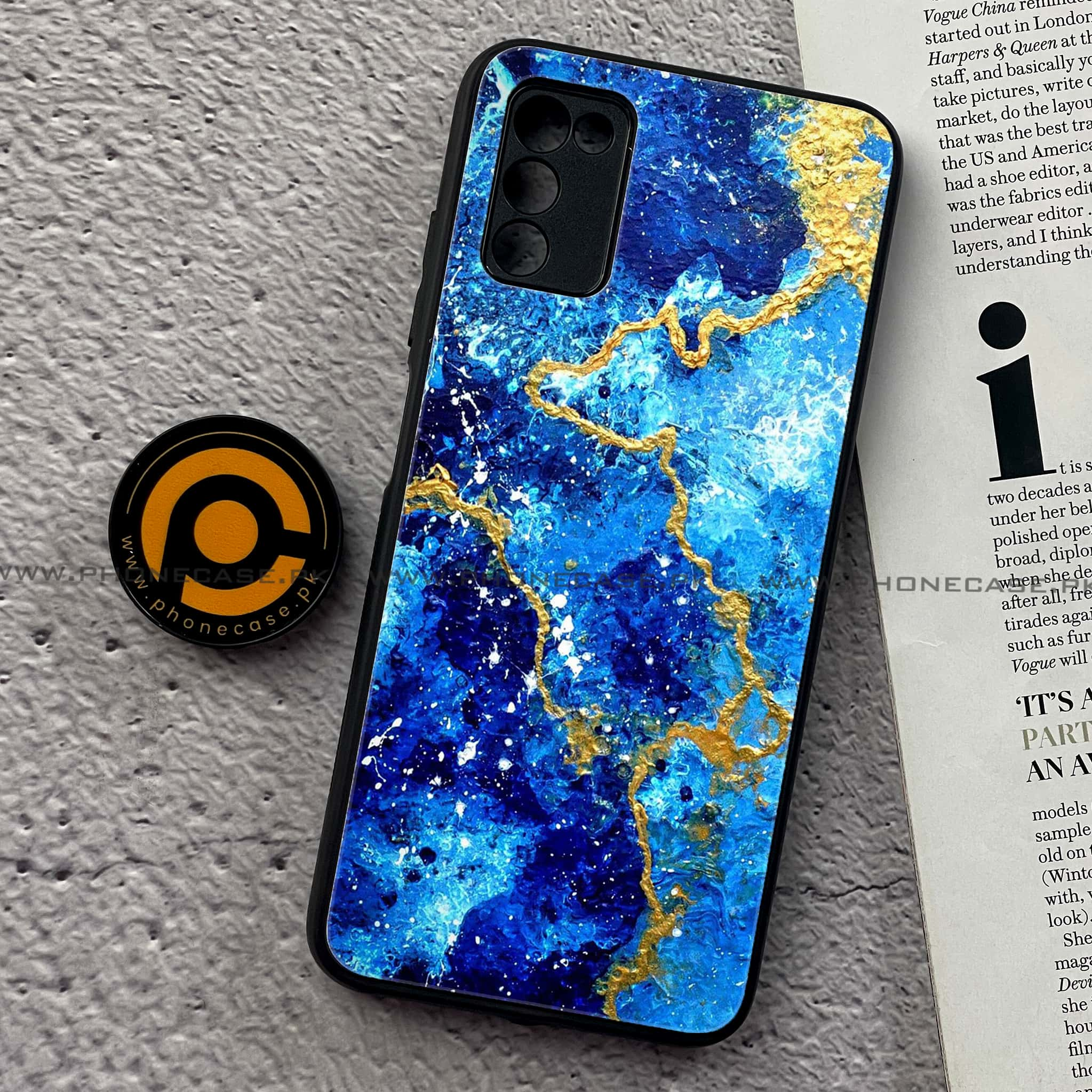 Samsung Galaxy A02s - Blue Marble Series V 2.0 - Premium Printed Metal soft Bumper shock Proof Case