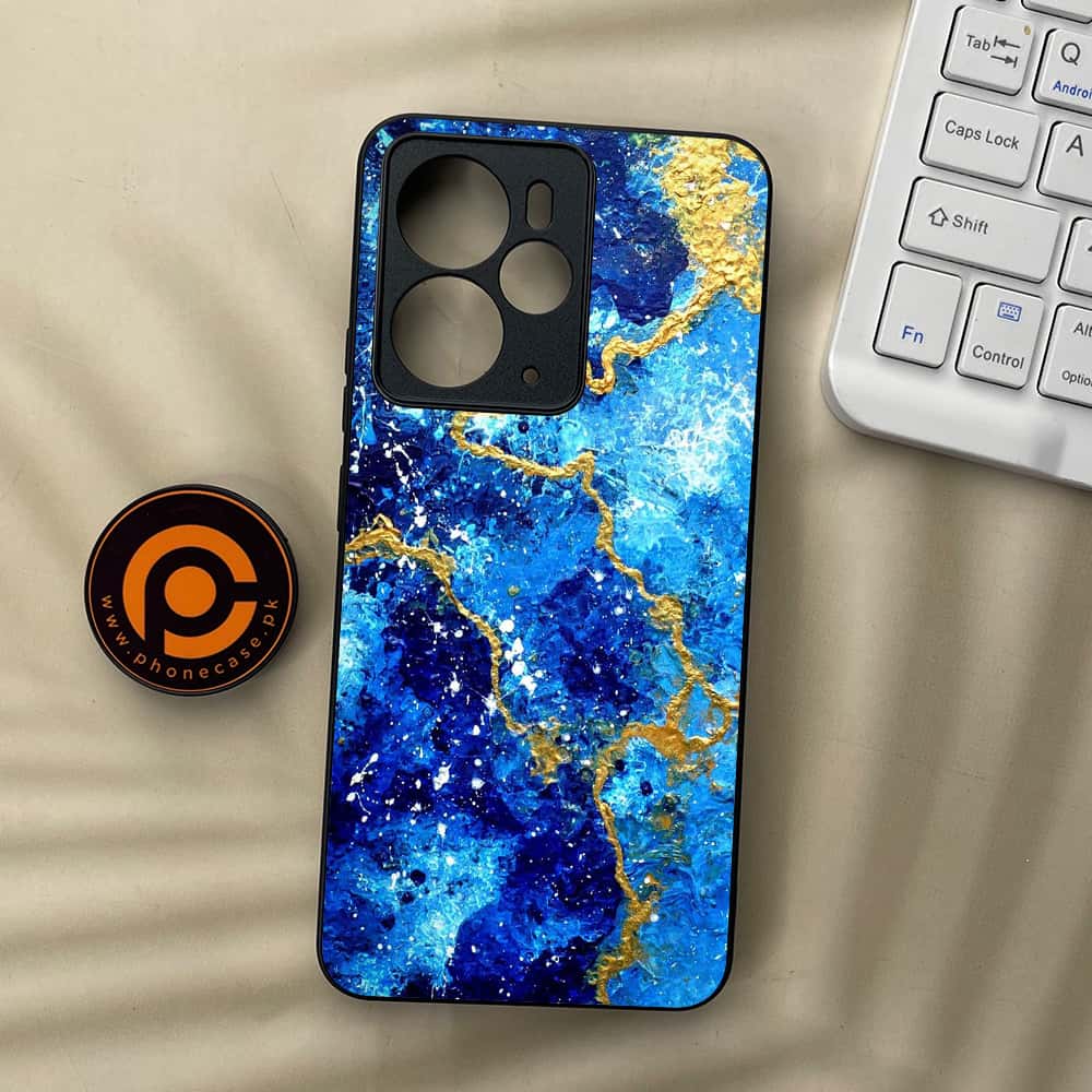 Realme 14T 5G - Blue Marble 2.0 Series - Premium Metal Printed soft Bumper Shock Proof Case