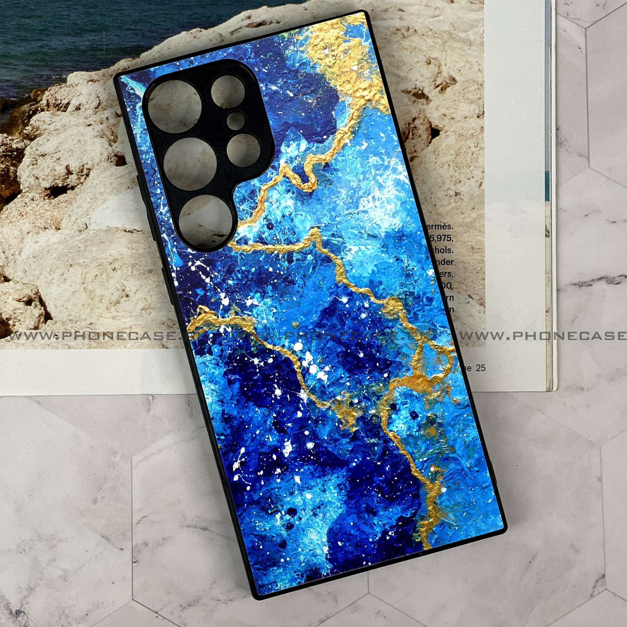 Samsung Galaxy S23 Ultra - Blue Marble Series V 2.0 - Premium Printed Glass soft Bumper shock Proof Case