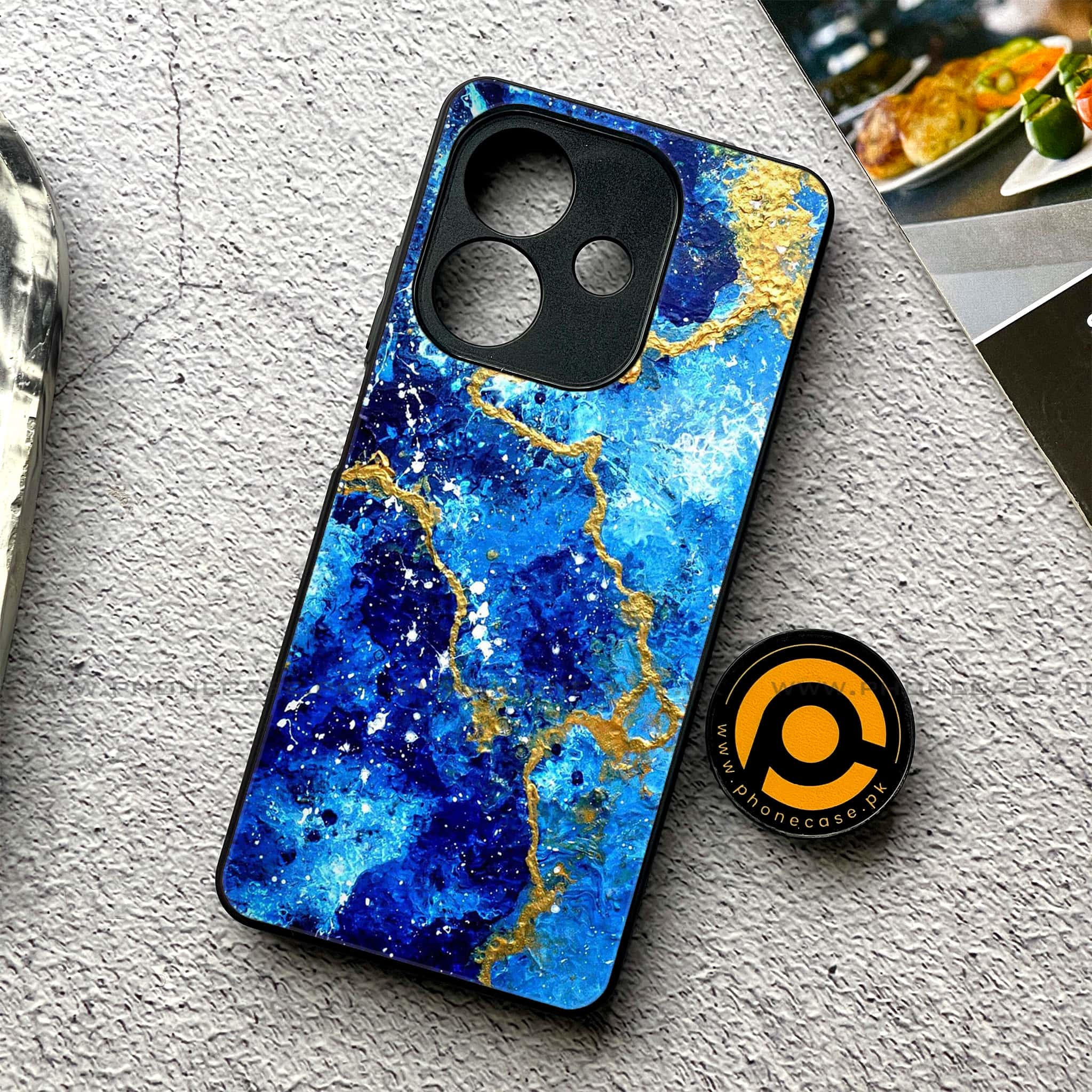 Oppo A5i - Blue Marble 2.0 Series - Premium Metal Printed soft Bumper shock Proof Case
