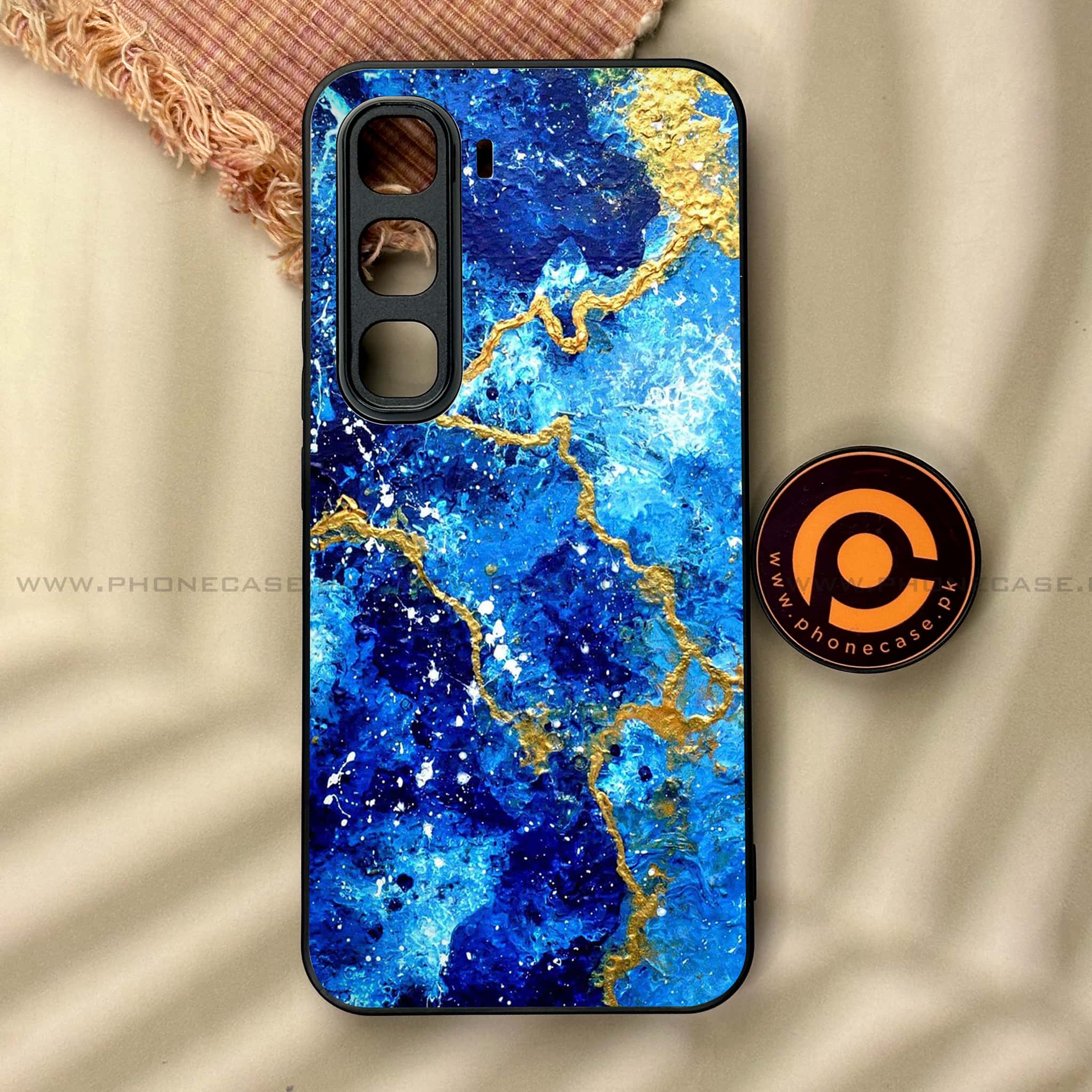 Infinix Hot 60 Pro - Blue Marble 2.0 Series - Premium Metal Printed soft Bumper shock Proof Case