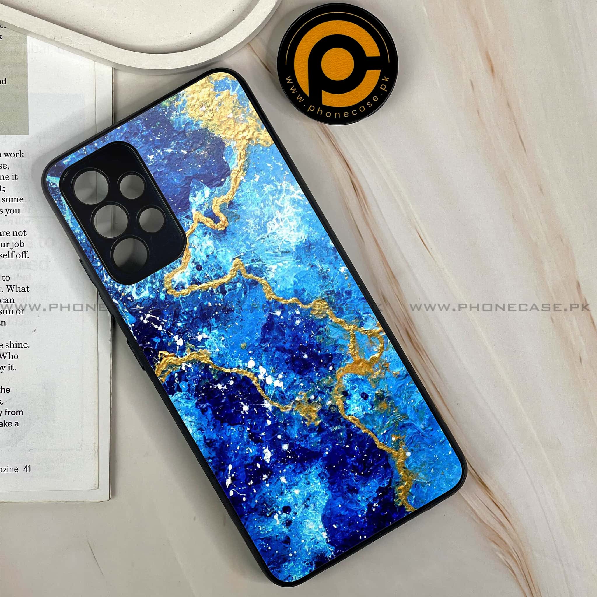 Samsung Galaxy A32 4G - Blue Marble Series V 2.0 - Premium Printed Glass soft Bumper shock Proof Case