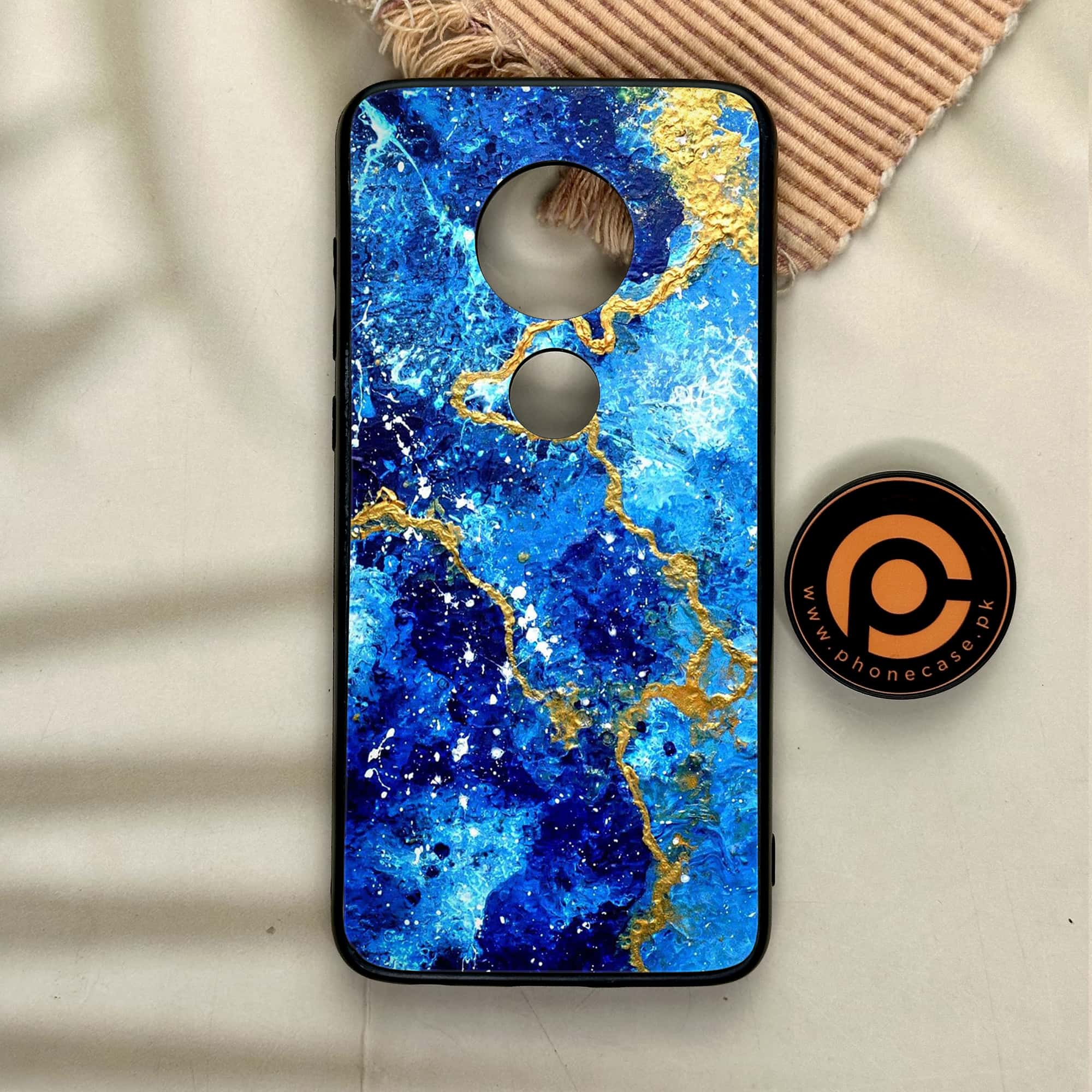 Moto G7 - Blue Marble 2.0 Series - Premium Printed Glass soft Bumper shock Proof Case