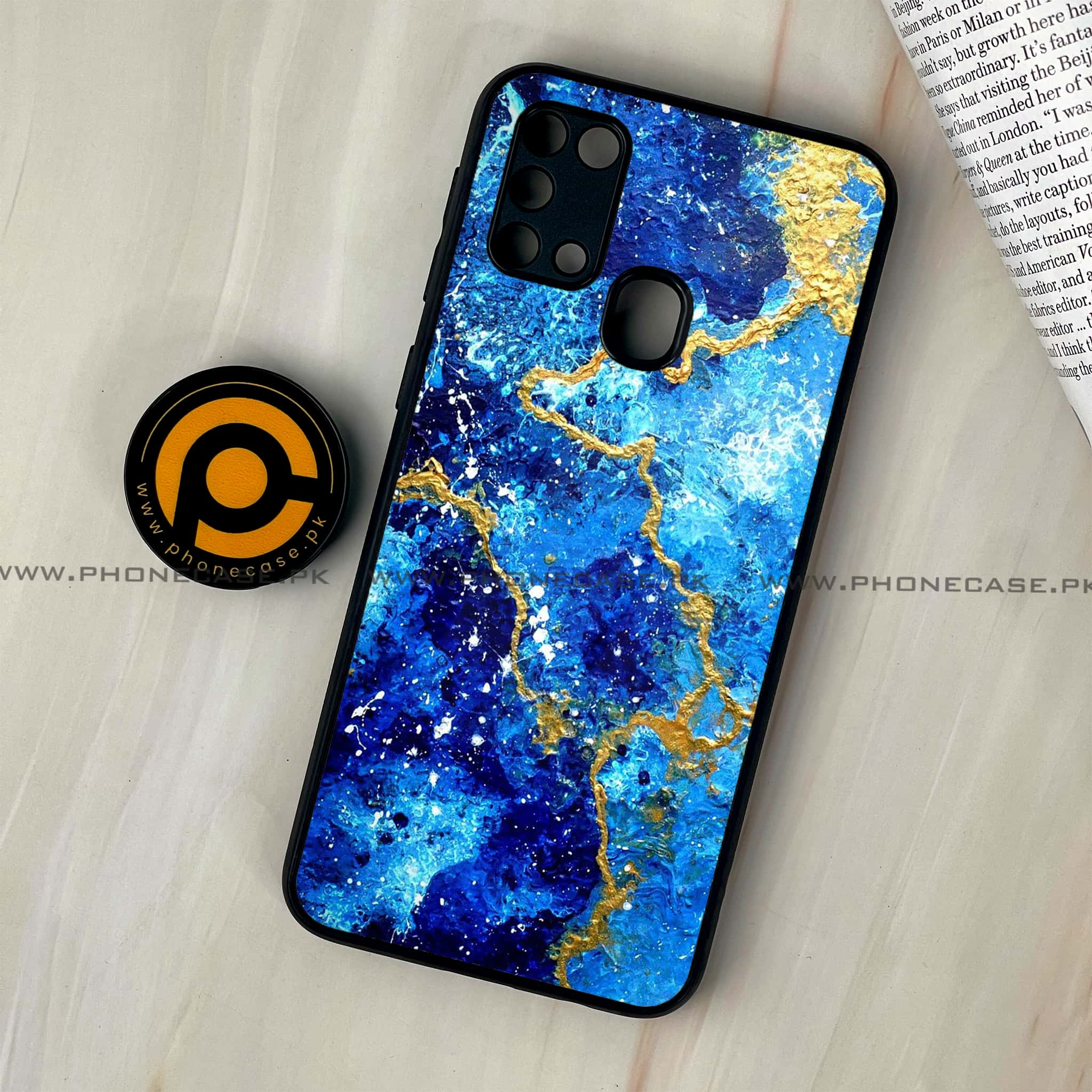 Galaxy M31 - Blue Marble 2.0 Series - Premium Printed Glass soft Bumper shock Proof Case