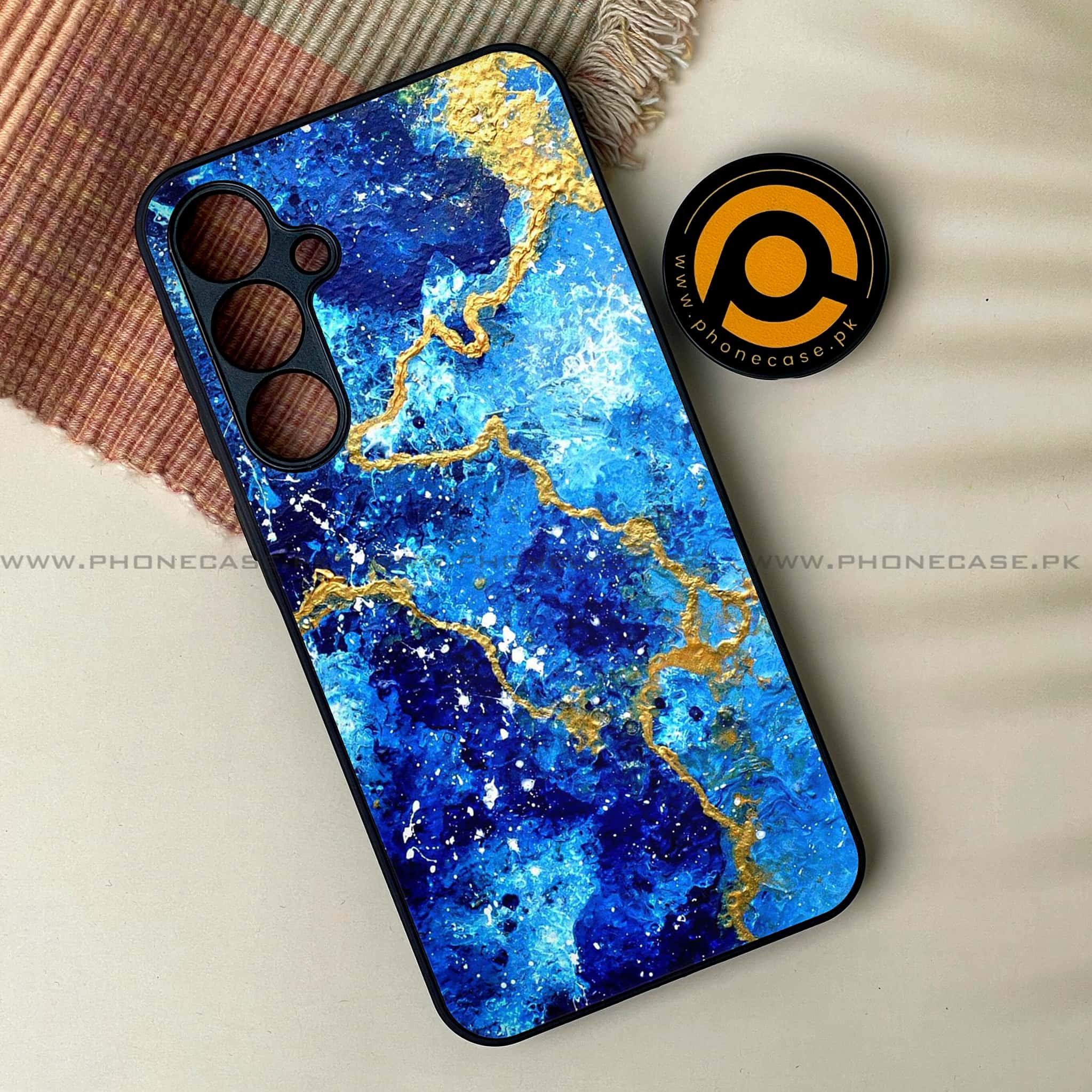 Samsung Galaxy S24 FE - Blue Marble Series V 2.0 - Premium Metal Printed soft Bumper shock Proof Case