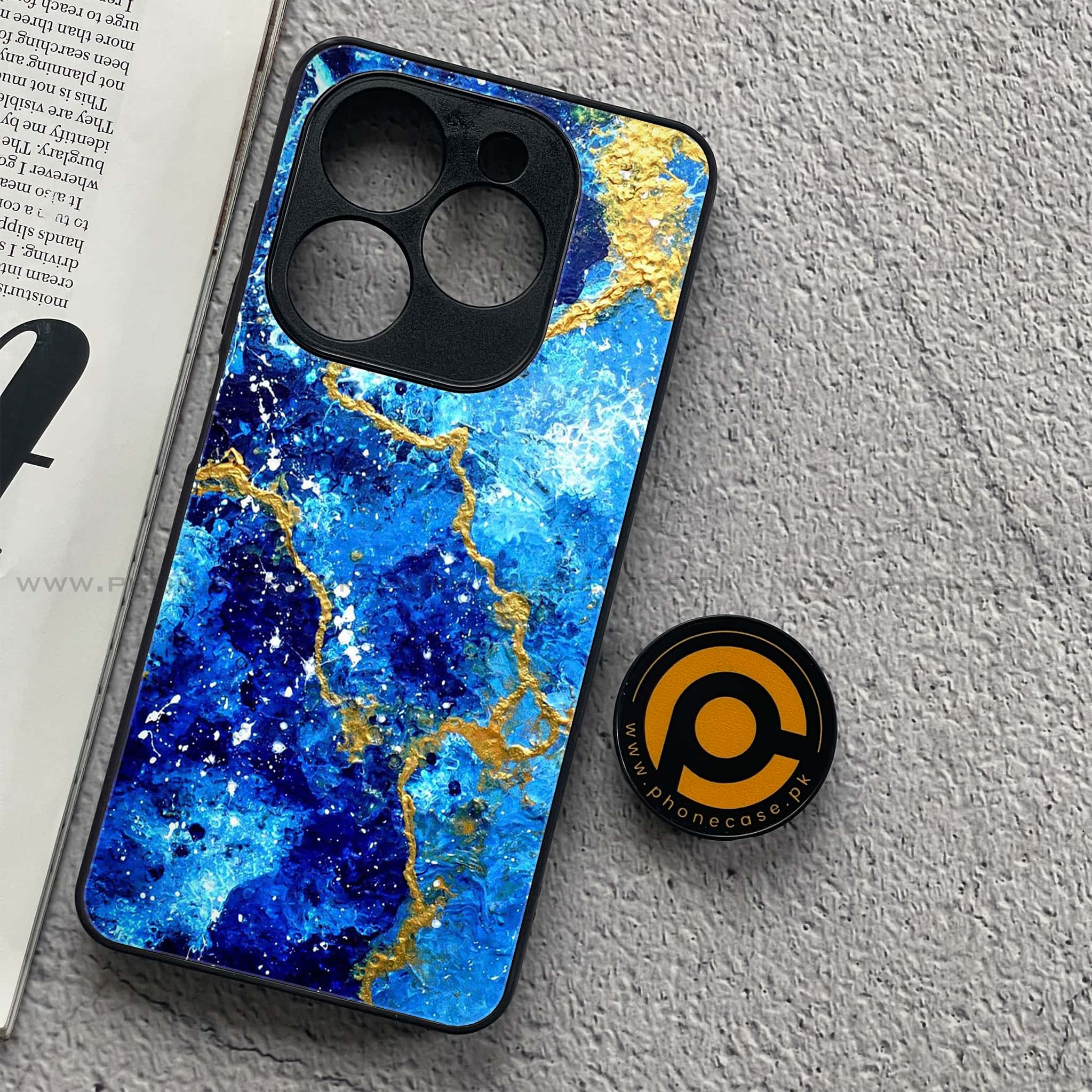 Infinix Smart 8 Pro - Blue Marble Series V 2.0 - Premium Metal Printed soft Bumper shock Proof Case