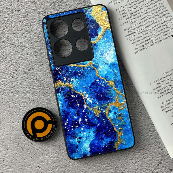 Infinix Note 30 - Blue Marble V 2.0  Design 4 - Premium Printed Glass soft Bumper shock Proof Case  CS-26652