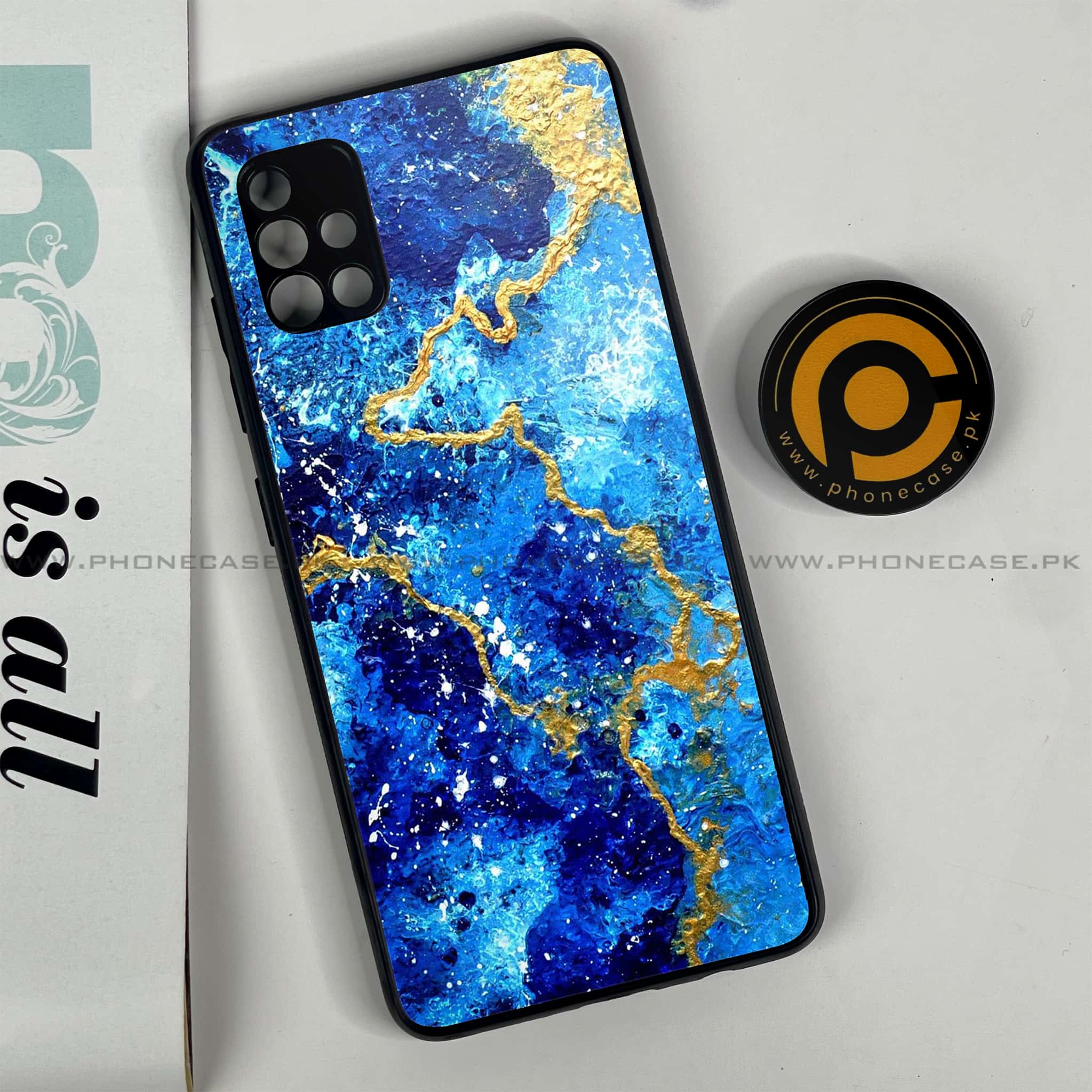 Samsung Galaxy A51 Blue Marble Series V 2.0 Premium Printed Glass soft Bumper shock Proof Case