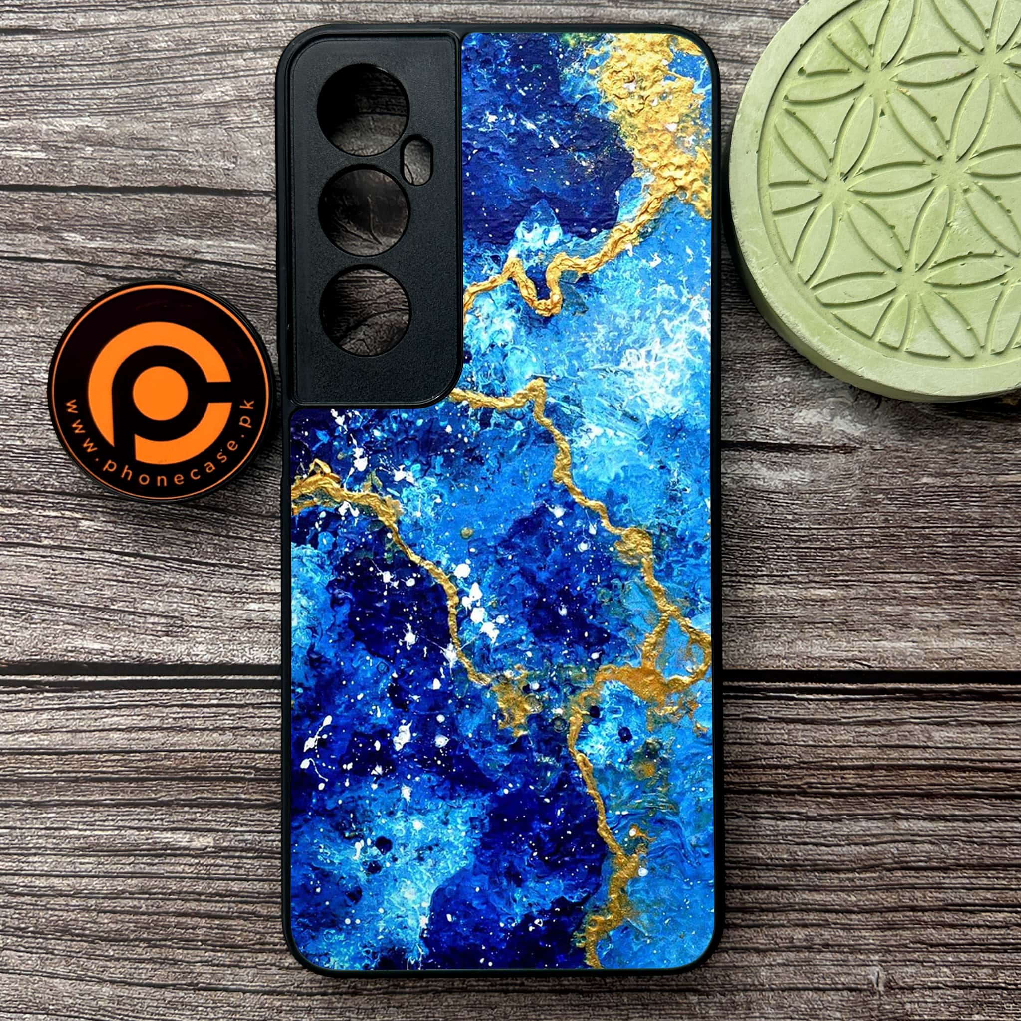 Realme C65  - Blue Marble 2.0 Series - Premium Metal Printed soft Bumper shock Proof Case