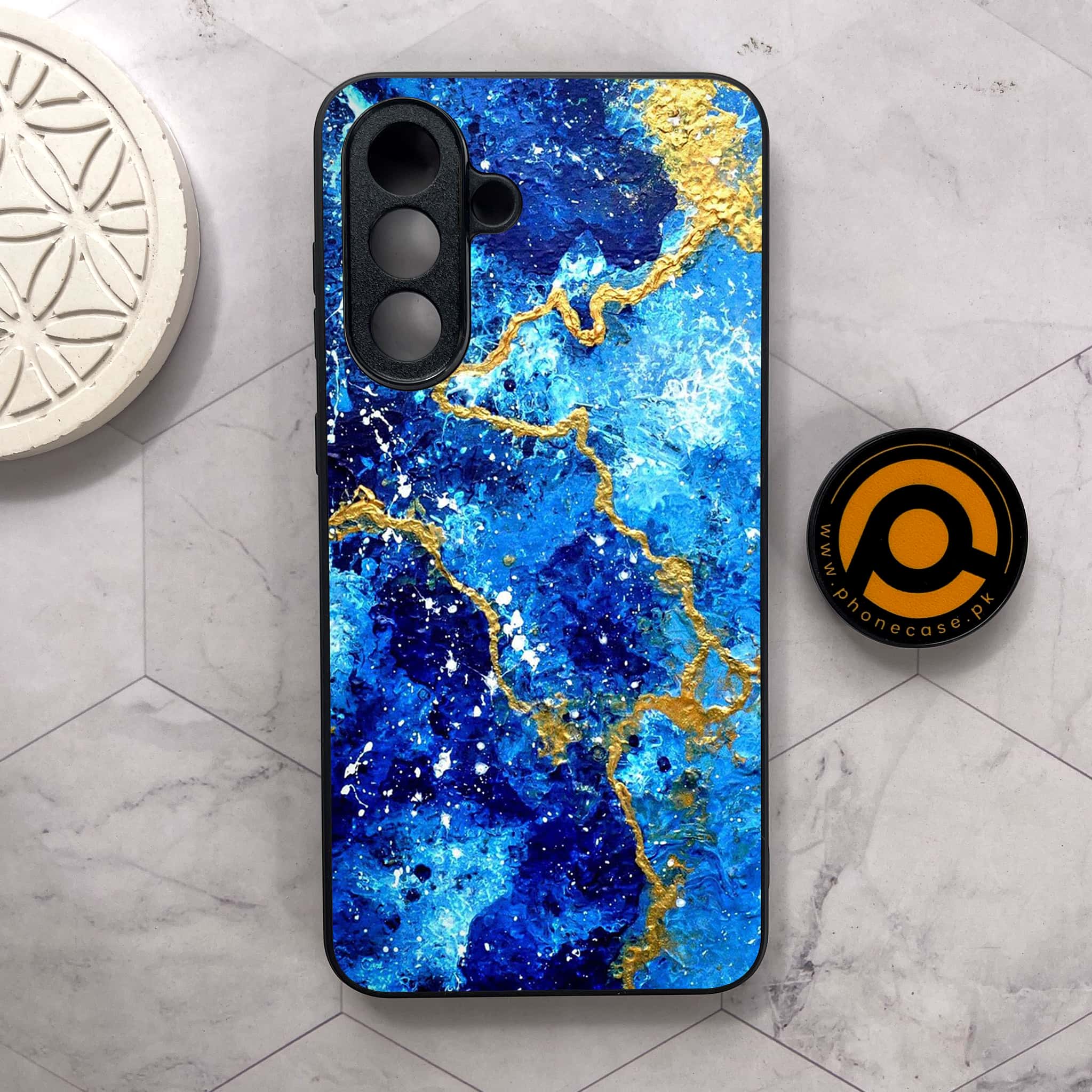 Samsung Galaxy A26 5G -  Blue Marble 2.0 Series - Premium Metal Printed soft Bumper shock Proof Case