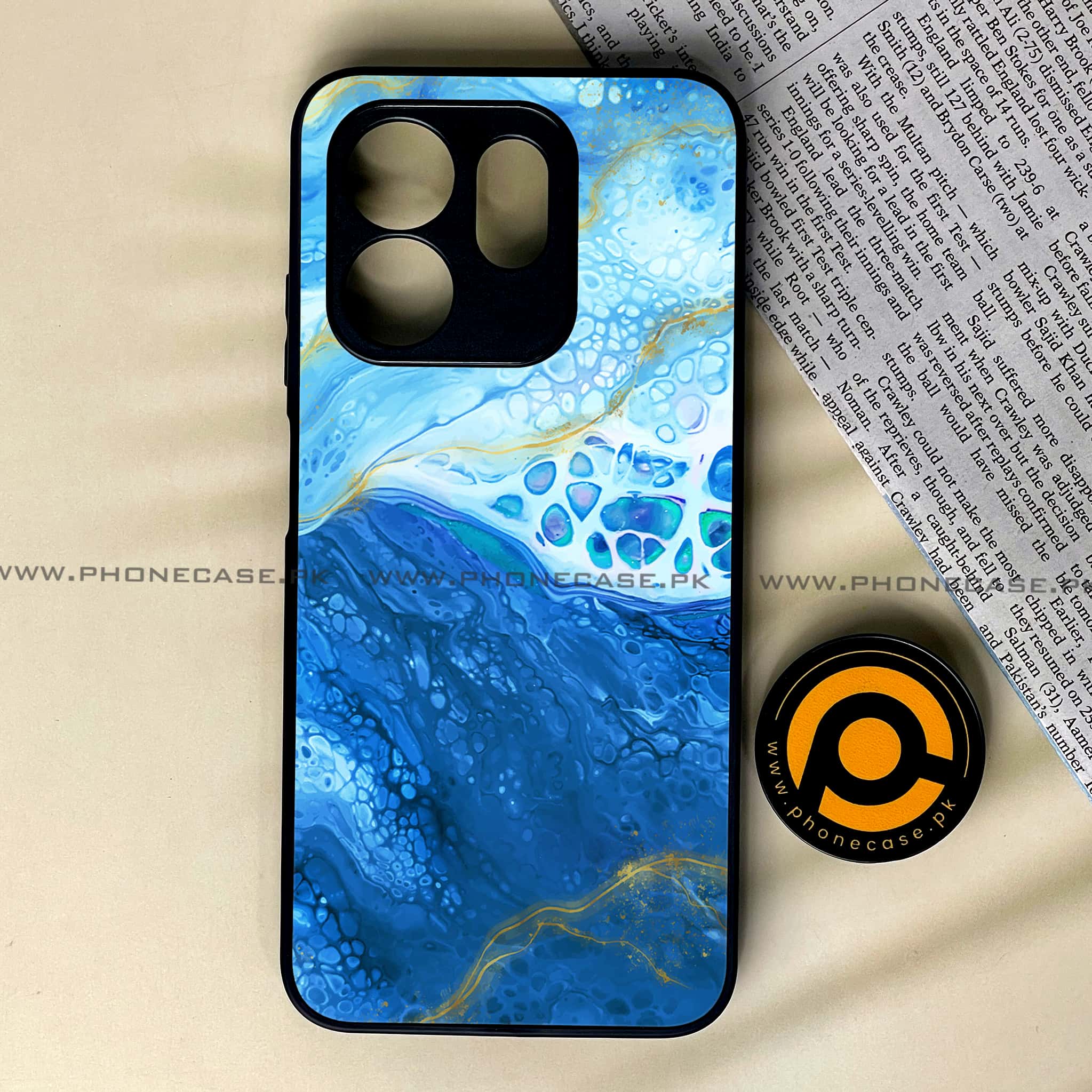 Infinix Smart 9 HD - Blue Marble 2.0 Series - Premium Metal Printed soft Bumper shock Proof Case