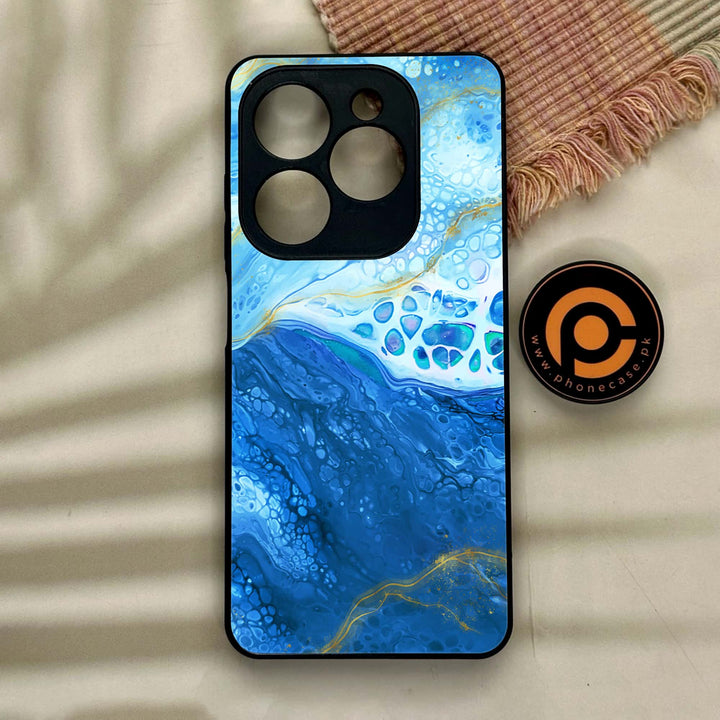 Tecno Spark GO 2024/ Smart 8/ Spark 20/ 20c/ Pop 8/ Hot 40i - Blue Marble 2.0 Design 5  - Premium Metal Printed soft Bumper Shock Proof Case CS-17792