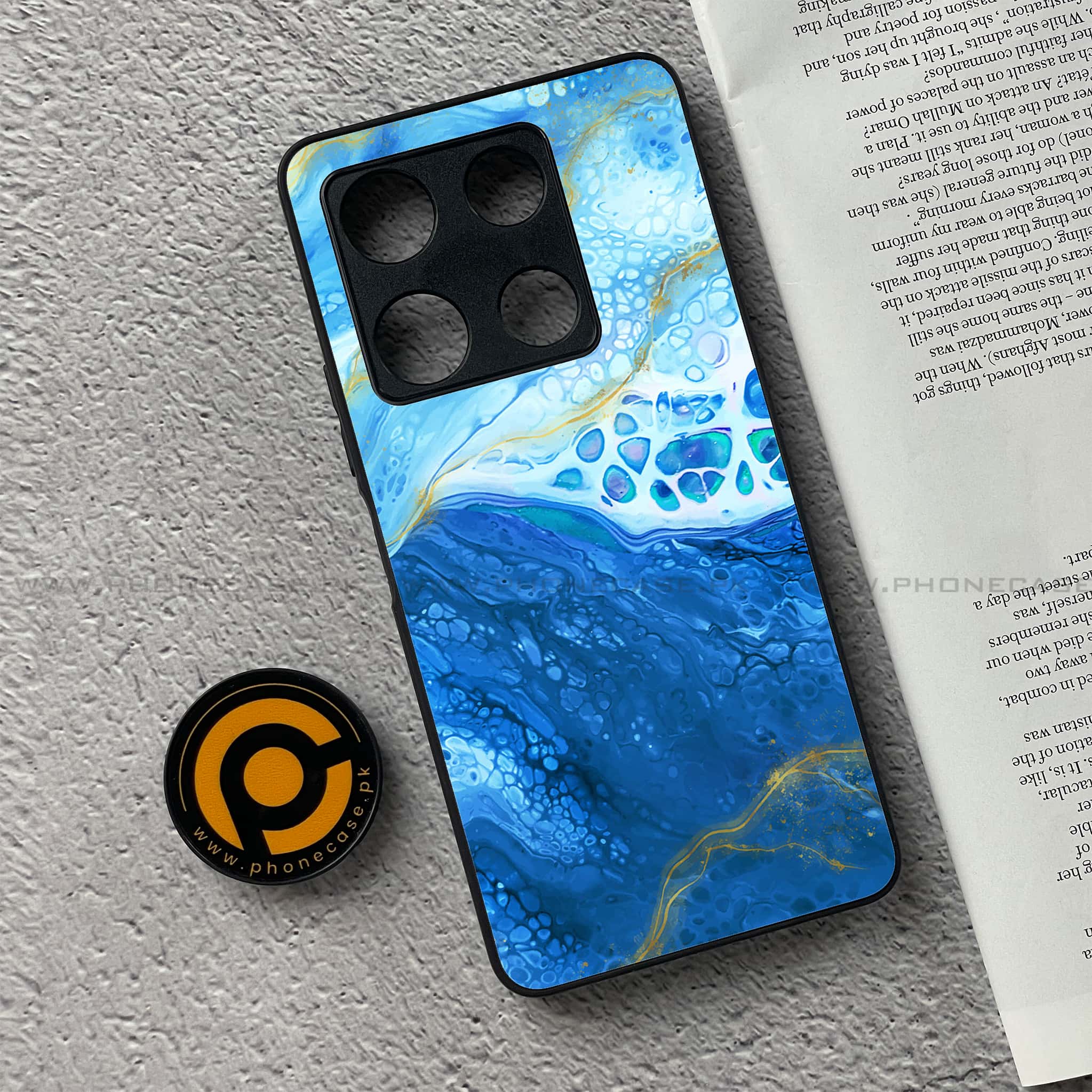 Infinix Note 30 Pro - Blue Marble Series V 2.0 - Premium Metal Printed soft Bumper shock Proof Case