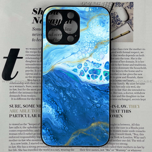 iPhone 13 Pro Max - Blue Marble V 2.0 Series  Design 5 - Premium Printed Glass soft Bumper shock Proof Case CS-19464