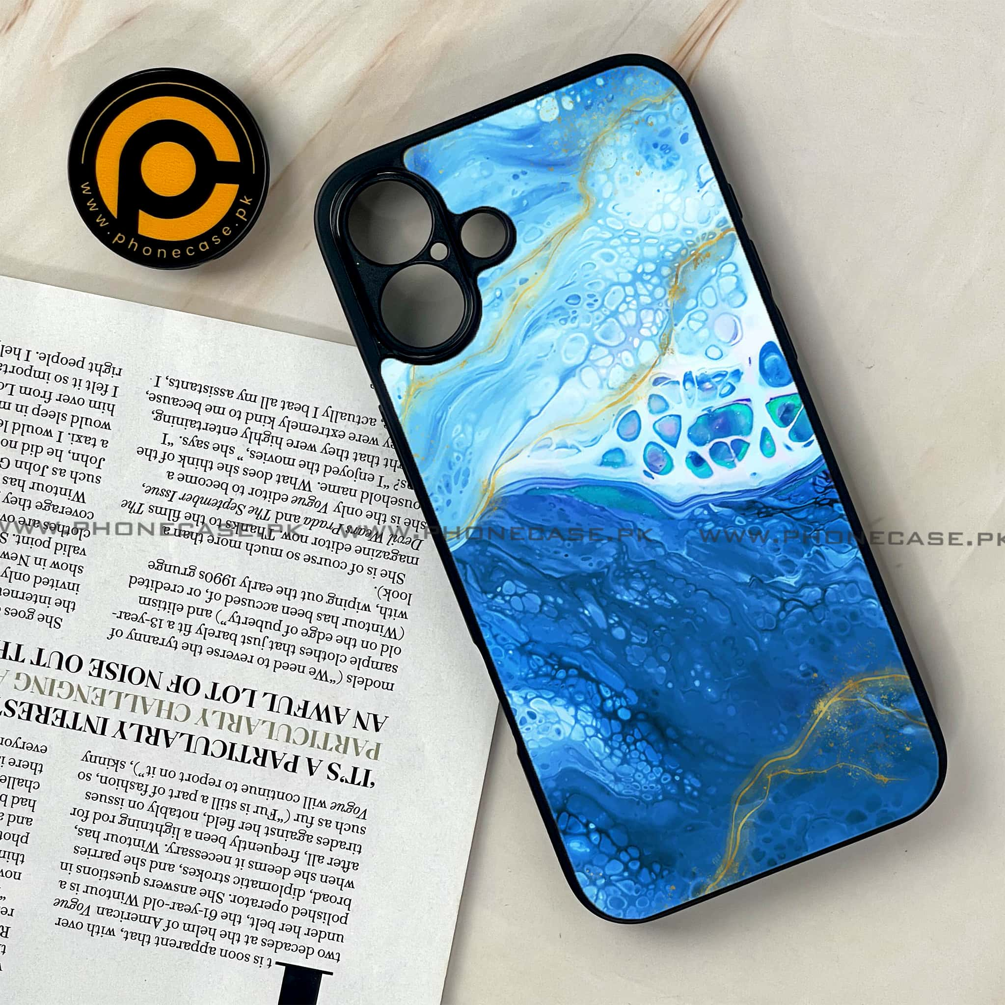 iPhone 16 - Blue Marble 2.0 Series - Premium Printed Glass soft Bumper shock Proof Case