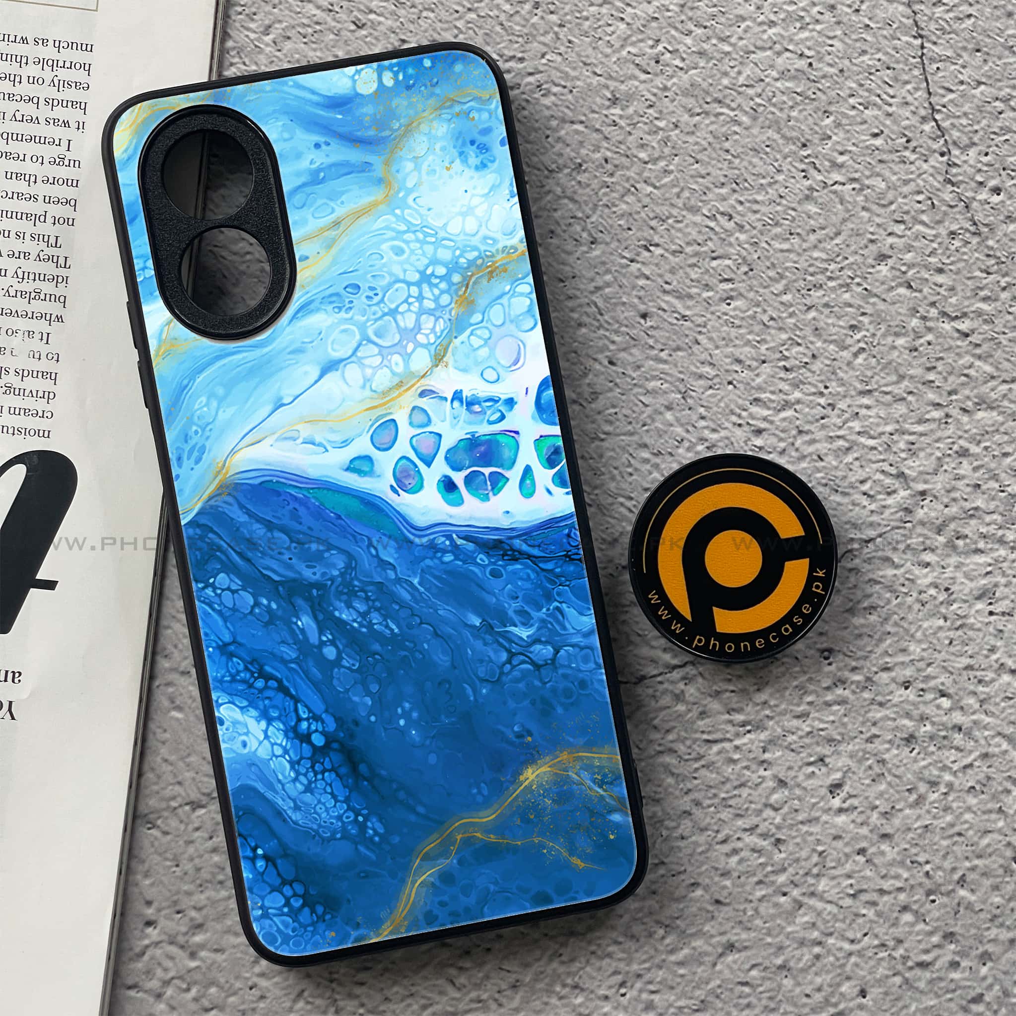Oppo A18 4G - Blue Marble 2.0 Series - Premium Printed Glass soft Bumper shock Proof Case