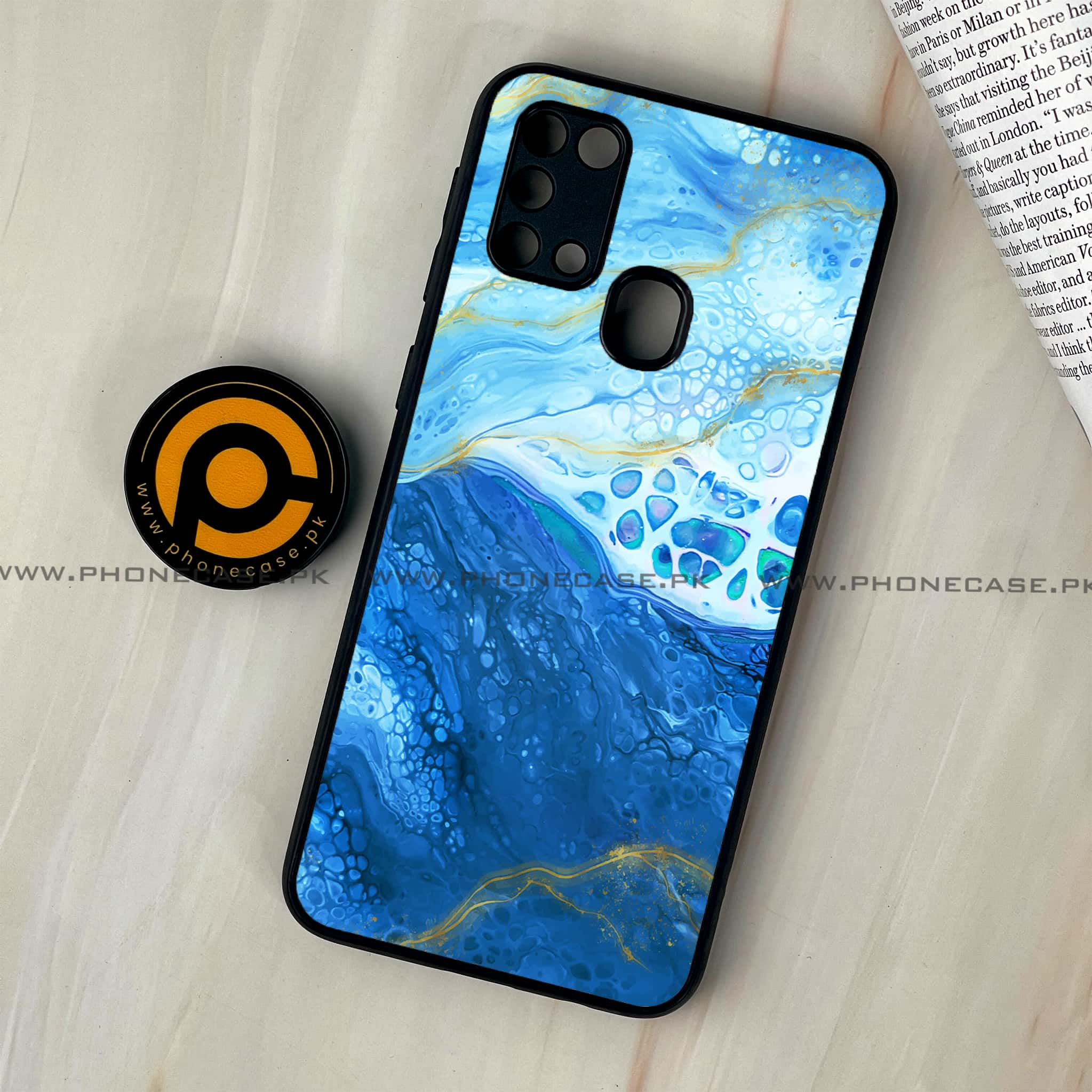 Galaxy M31 - Blue Marble 2.0 Series - Premium Printed Glass soft Bumper shock Proof Case