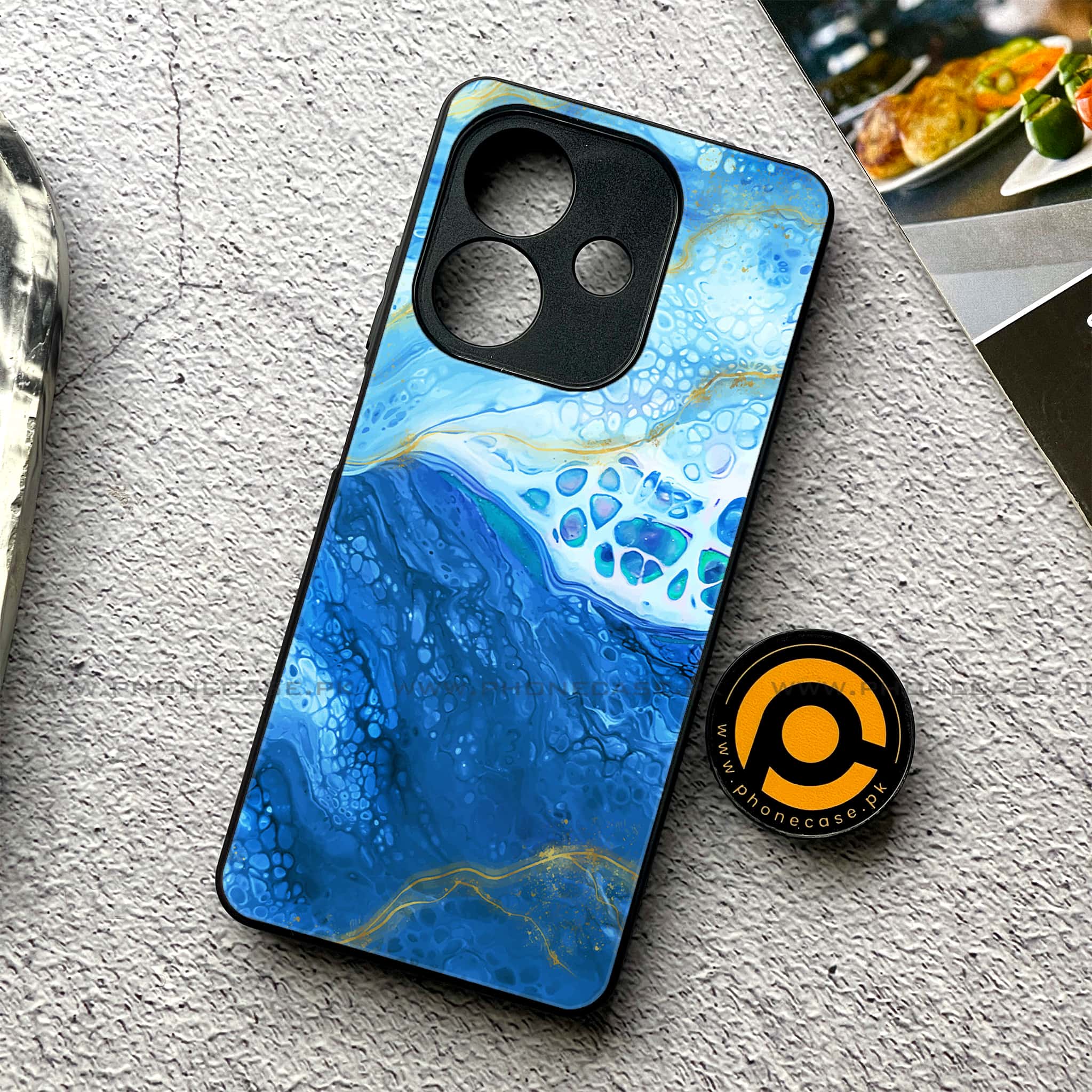 Oppo A5i - Blue Marble 2.0 Series - Premium Metal Printed soft Bumper shock Proof Case